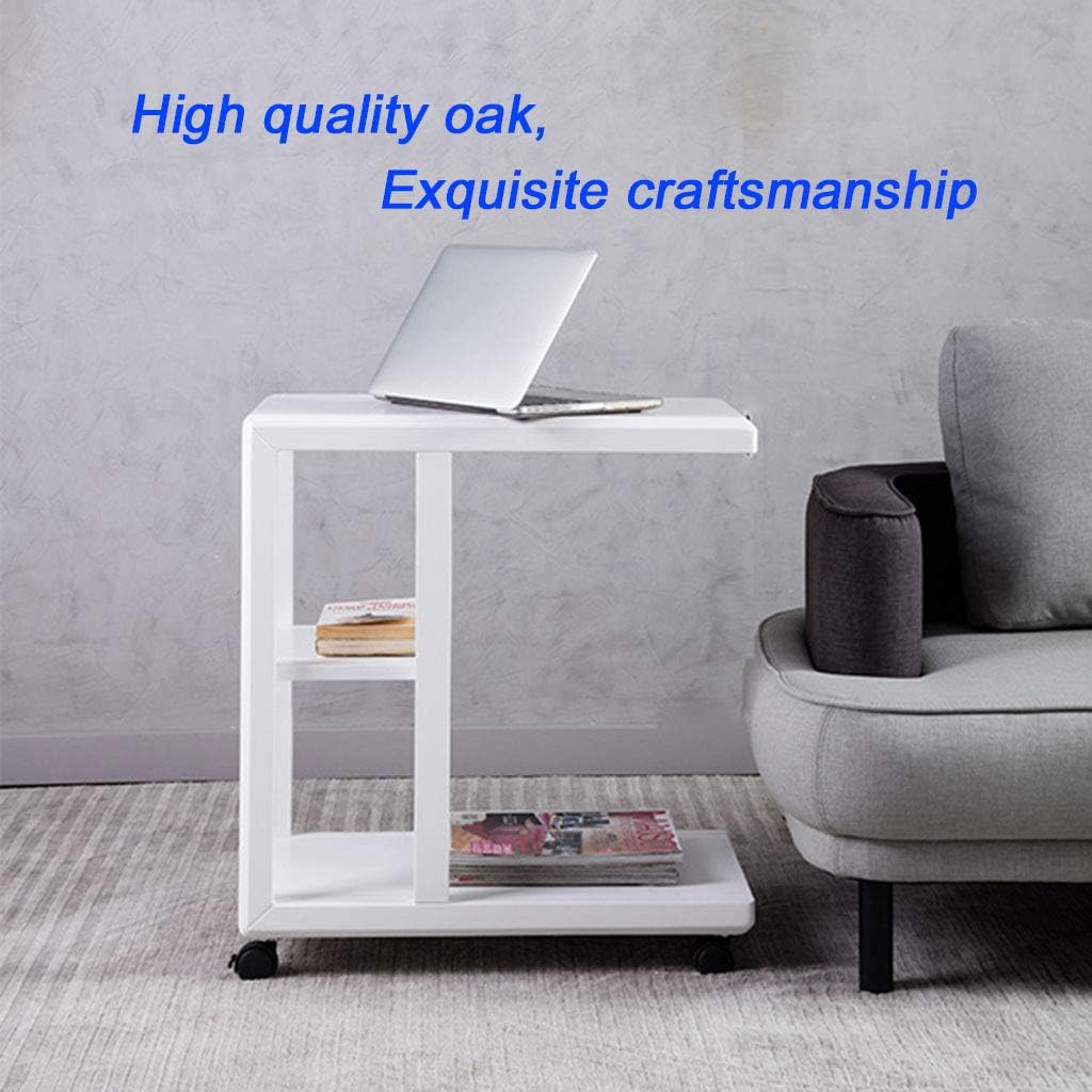 Dental Cart Assembled Beauty Trolley Multifunctional Movable Rack Living Room Sofa Side Table High-Grade Rubber Wood Medical Cart 3-Layer Storage (White)