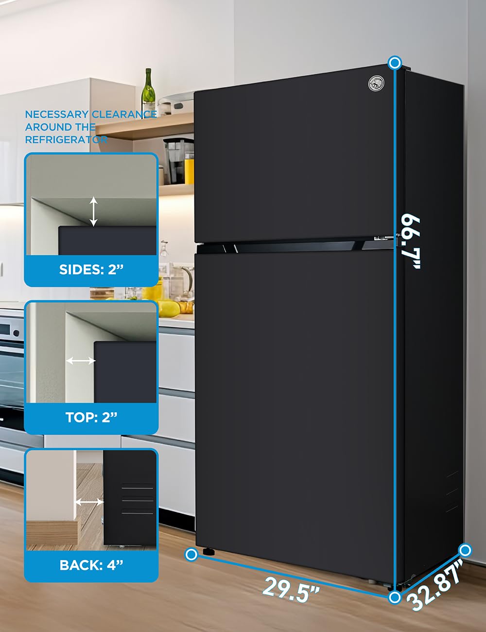Commercial Cool 20 Cu. Ft. Top Mount Refrigerator With Ice Maker, 2-Door Refrigerator With Top Freezer, Freezer With Icemaker And Adjustable Temperature Control, Energy Star Certified, Black on Fridge.com - View 6