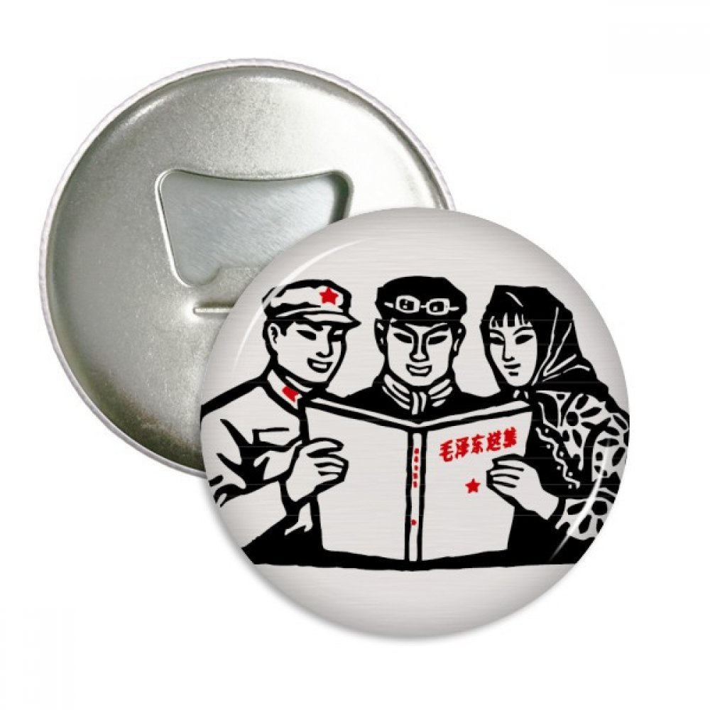 Décapsuleur aimant de réfrigérateur Mao Zedong bouton rond 3 pièces
