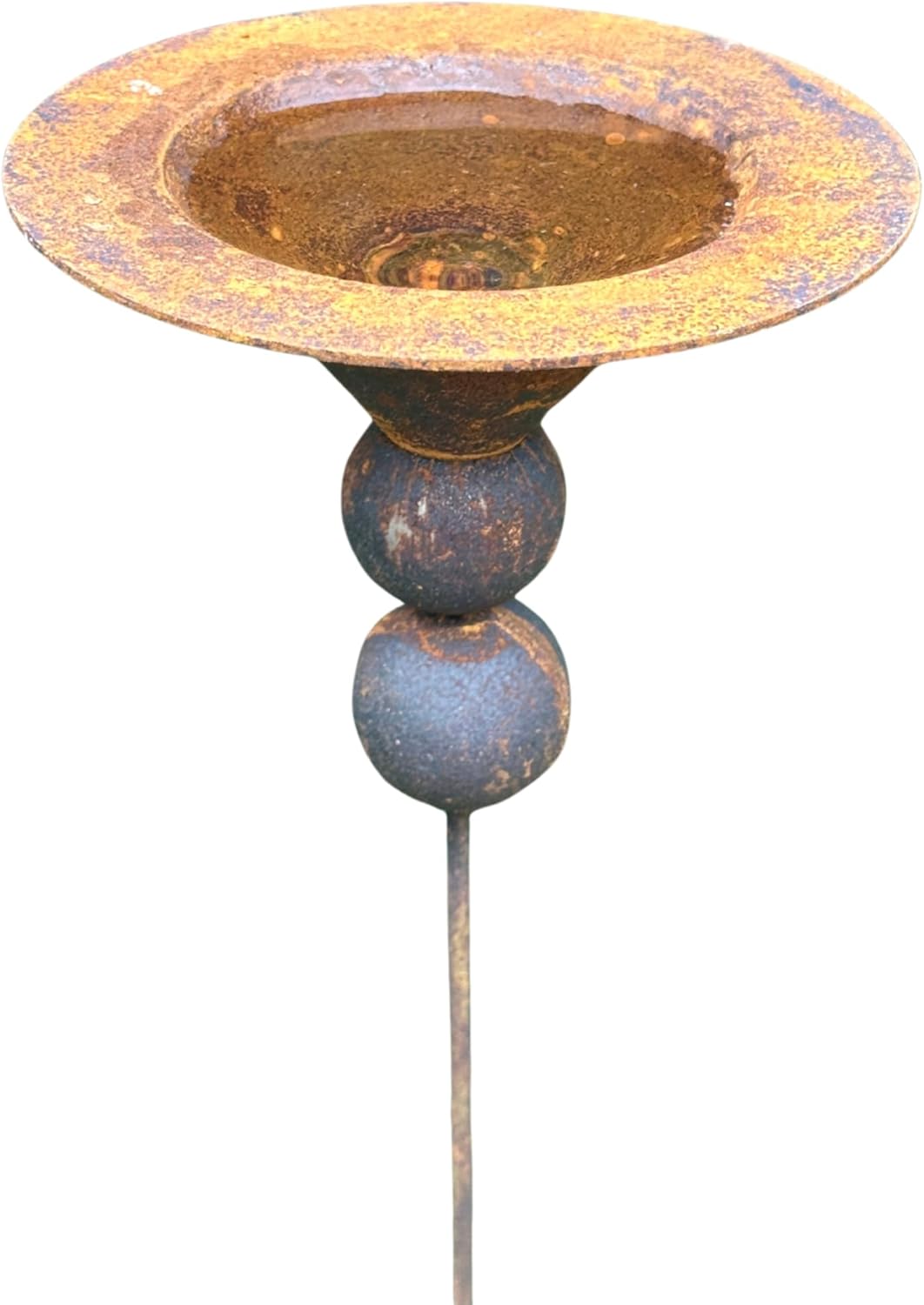 6” Rain Catcher Bird Bath, Rusty Flower Garden Stakes Decor