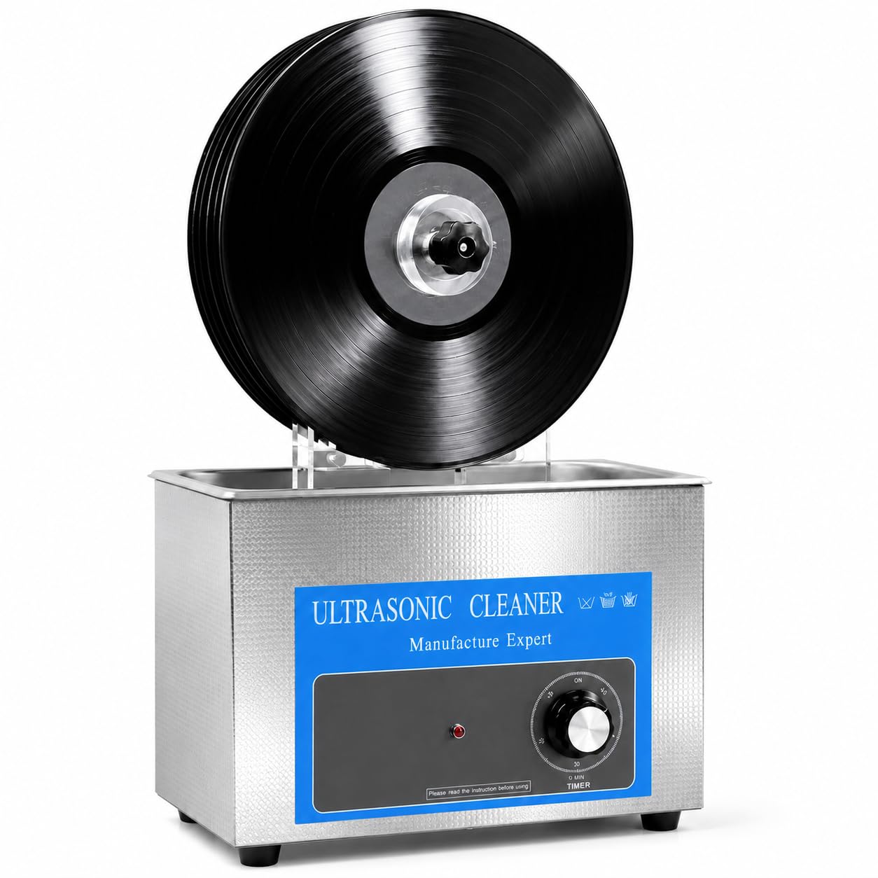 Ultradźwiękowa myjka 4L płyta winylowa, maszyna do czyszczenia 140 W | Czyszczenie 40 kHz z automatycznym obrotem, suszarką i regulowanym timerem 1-20 minut.