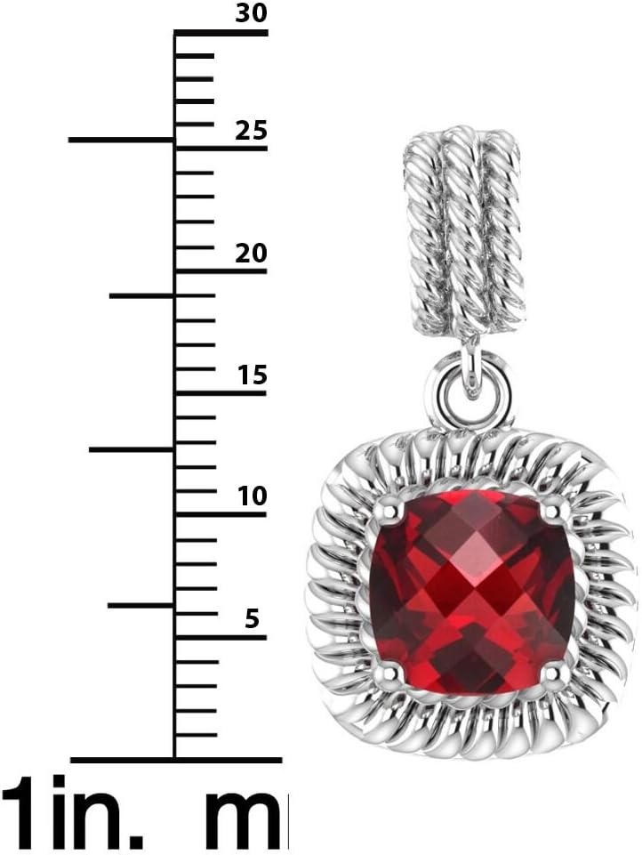 Womens 925 Sterling Silver Gemstone Halo Cushion 8mm Sparkling Genuine Hanging Pendant Classic Chain Birthstone Gift Fine Jewelry Necklace, 1.6 Carat Garnet Red, 18-inch - Image 4