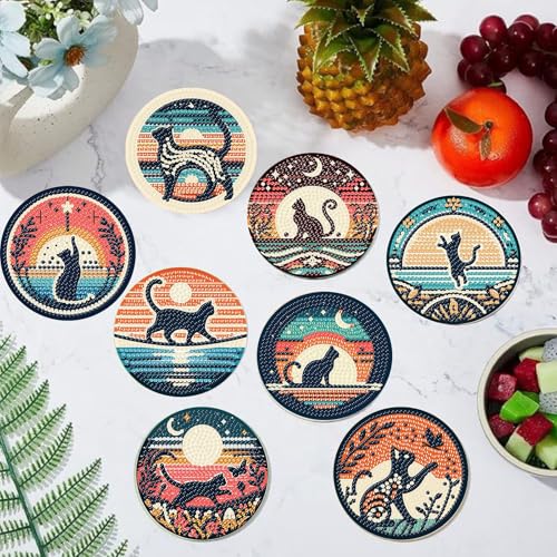Save $3 with Code CVVDD9ZX on Cat Diamond Art Coasters Kit - Image 4