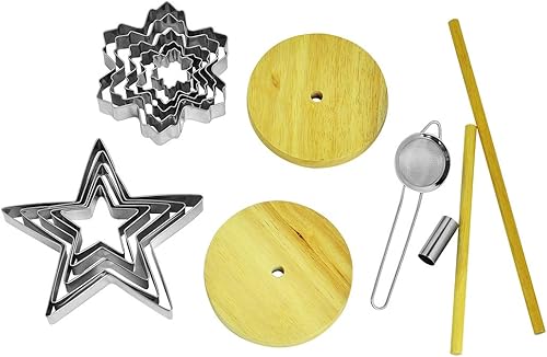 Miniatura 3 de NewlineNY - Moldes para galletas en forma de estrella juego de 16 piezas para crear una exhibición similar a un árbol de Navidad con receta