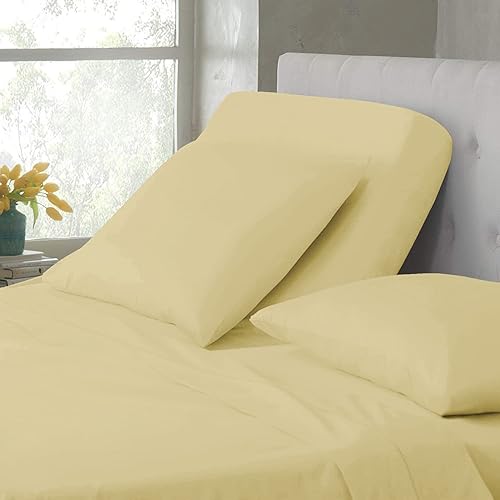 Los juegos de sábanas de 5 piezas son tan suaves y cómodas, sábanas bajeras divididas California King  marfil para camas ajustables, se adaptan a