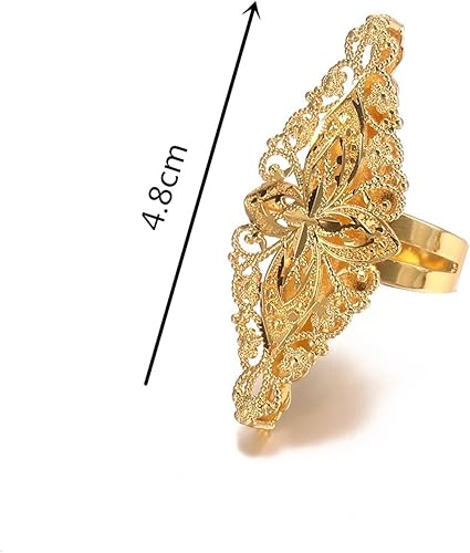 Miniatura 3 de Anillos largos de cobre de color dorado de Dubai para las mujeres de moda etíope africana fiesta boda Oriente Medio Anillos plata G167 0
