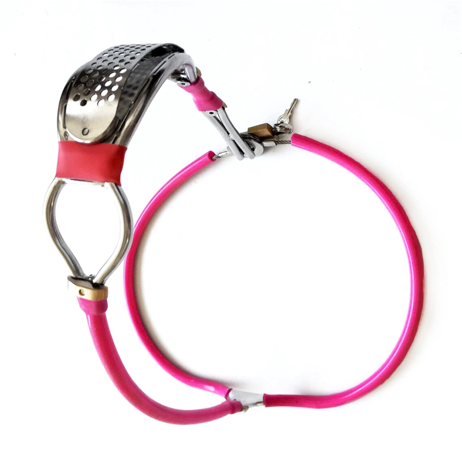 SHKFNSNCCC Ceinture de chasteté en Y for femme, culotte invisible, en acier inoxydable, avec verrou de chasteté(Pinkrosa,Taille70~80cm)