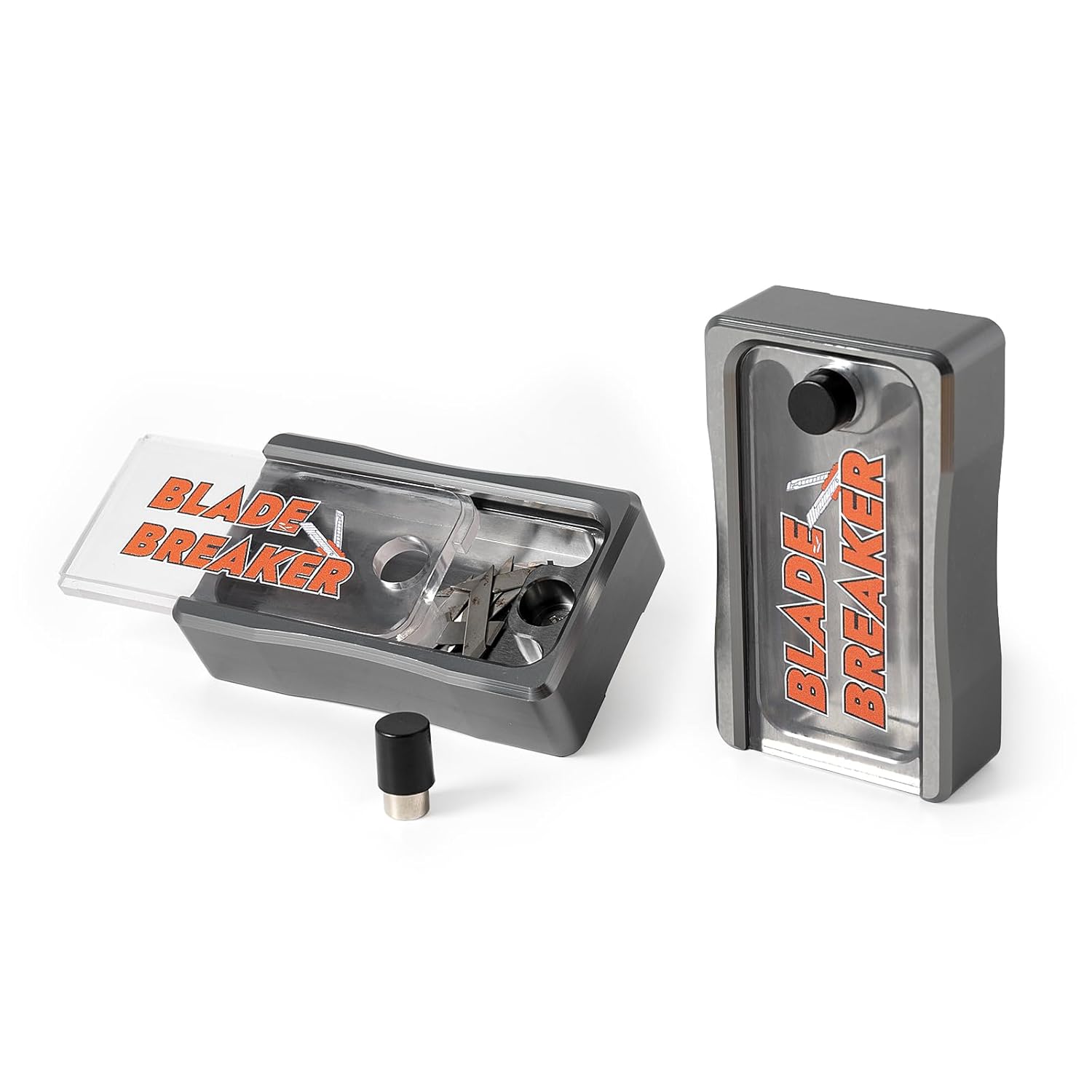 Gomake 2PCS Blade Disposal Container Box，Aluminum Magnetic Break Off Cutter Blades Box with Convenient Hanging Clip, Snap Off Blades 9mm 18mm Safely Dispose of Used Blade Case