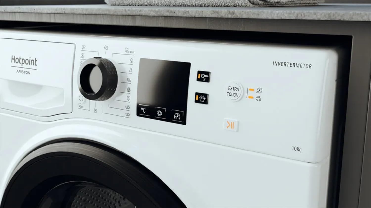 Hotpoint - NS1069CWKEUN Lave-linge Hublot Posable - 10 kg, 1400 tr/min, Moteur Inverter - Steam Hygiene, Départ Différé - Classe Énergétique A - Blanc