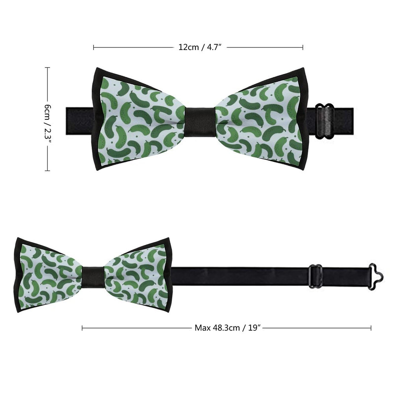 GoasNei Cartoon Cucumber Pattern Bow Tie for Men Adjustable Necktie Funny Tie Neck Ties for Weddings Party