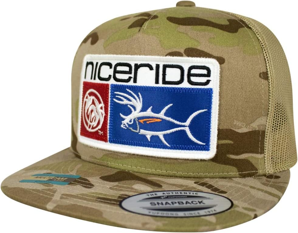 "Buck-Eye Combo Patch Classic Unisex Snapback Trucker Baseball Hat (Multicam Arid/Tan)
