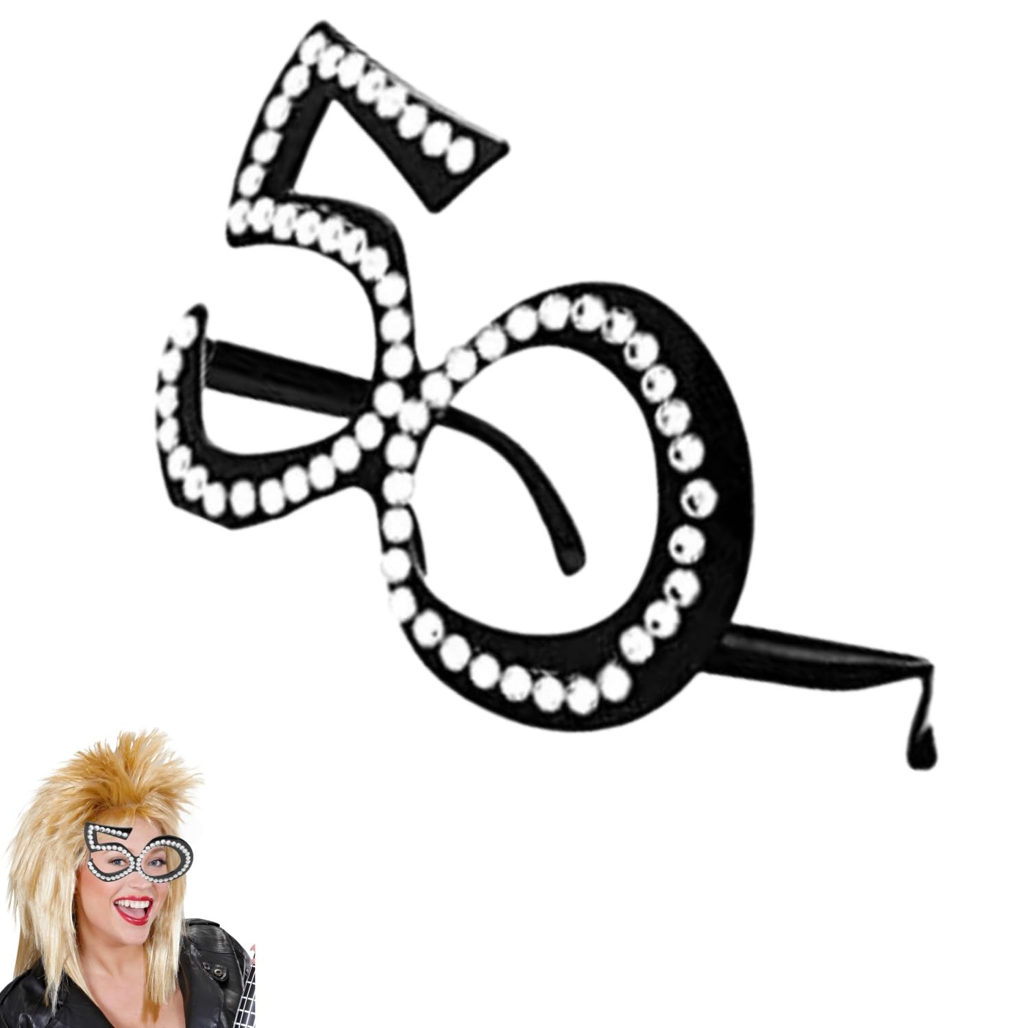 JFangZHZH Birthday Glasses,Birthday Eyeglasses,Anniversary Party Eyeglasses,Number Crystal Frame,Number-shaped Glasses,for Birthday Decorations Celebration Party Favors(50th)