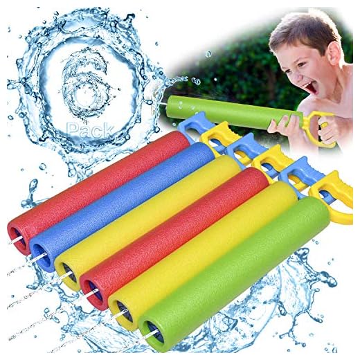 GUORUI Water Squirter for Kids-6 Pack 35ft Range Water Shooter Water Blaster for Kids Foam Pool Water Gun Cannon for Boys Girls Adults Summer Fun in Swimming Pool, Beach