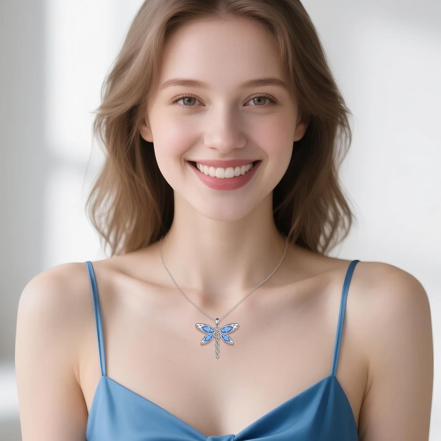 LUHE Butterfly Necklace for Women Sterling Silver Butterfly Pendant Necklace Dragonfly Jewelry Gifts for Women - Image 3