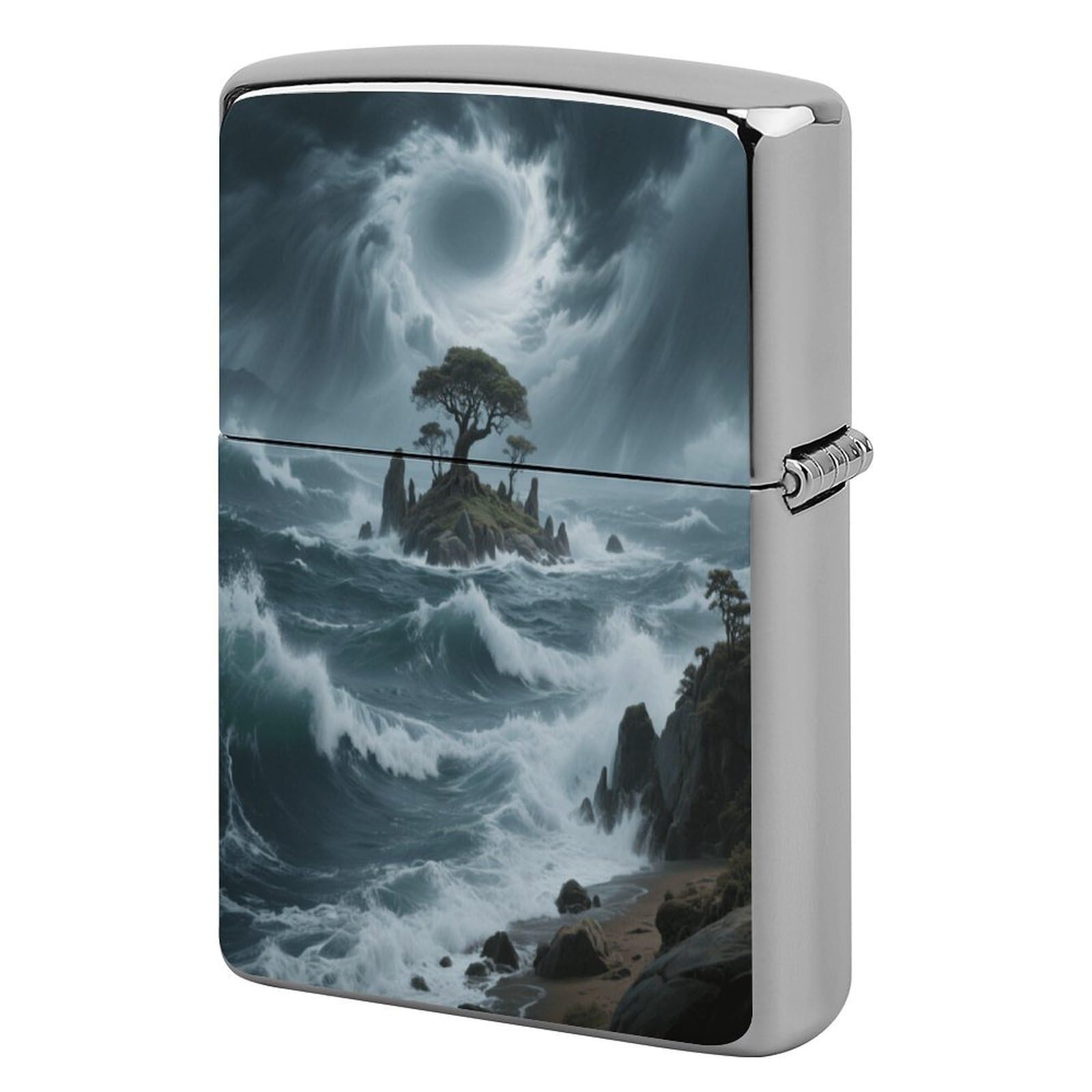 Fekiloot Style Island On The Sea Lighter Case Cover Metal Lighter Case