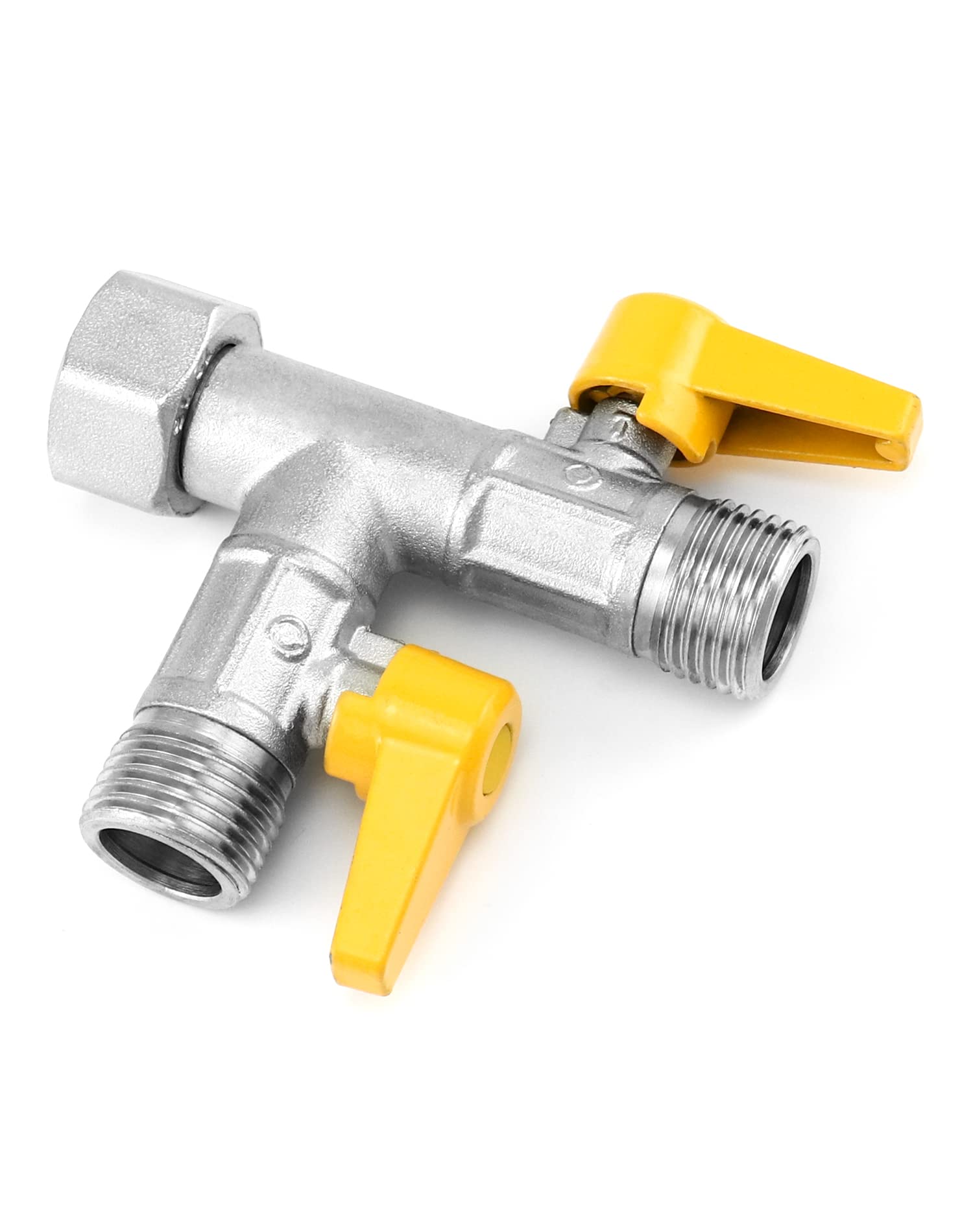 QWORK® 3 drogowy zawór przełączający, zawór adaptera G1/2" T, z zaworem odcinającym, mosiądz, odpowiedni do kuchni, łazienek