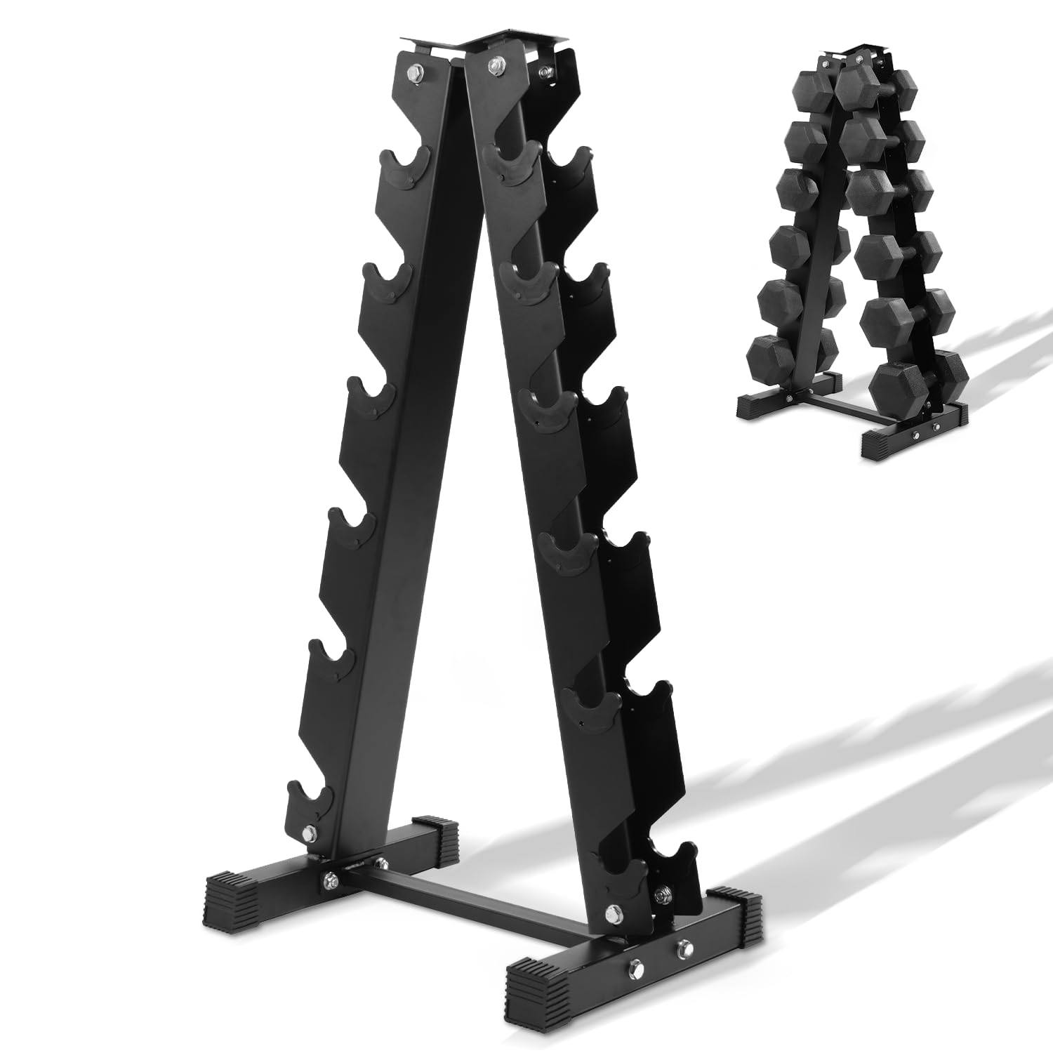 Heavy Duty Dumbbell Kettlebell Storage Rack Stand Space-Saving Weight Organizer with Anti-Slip Pads for Home Gym Dumbbells Not