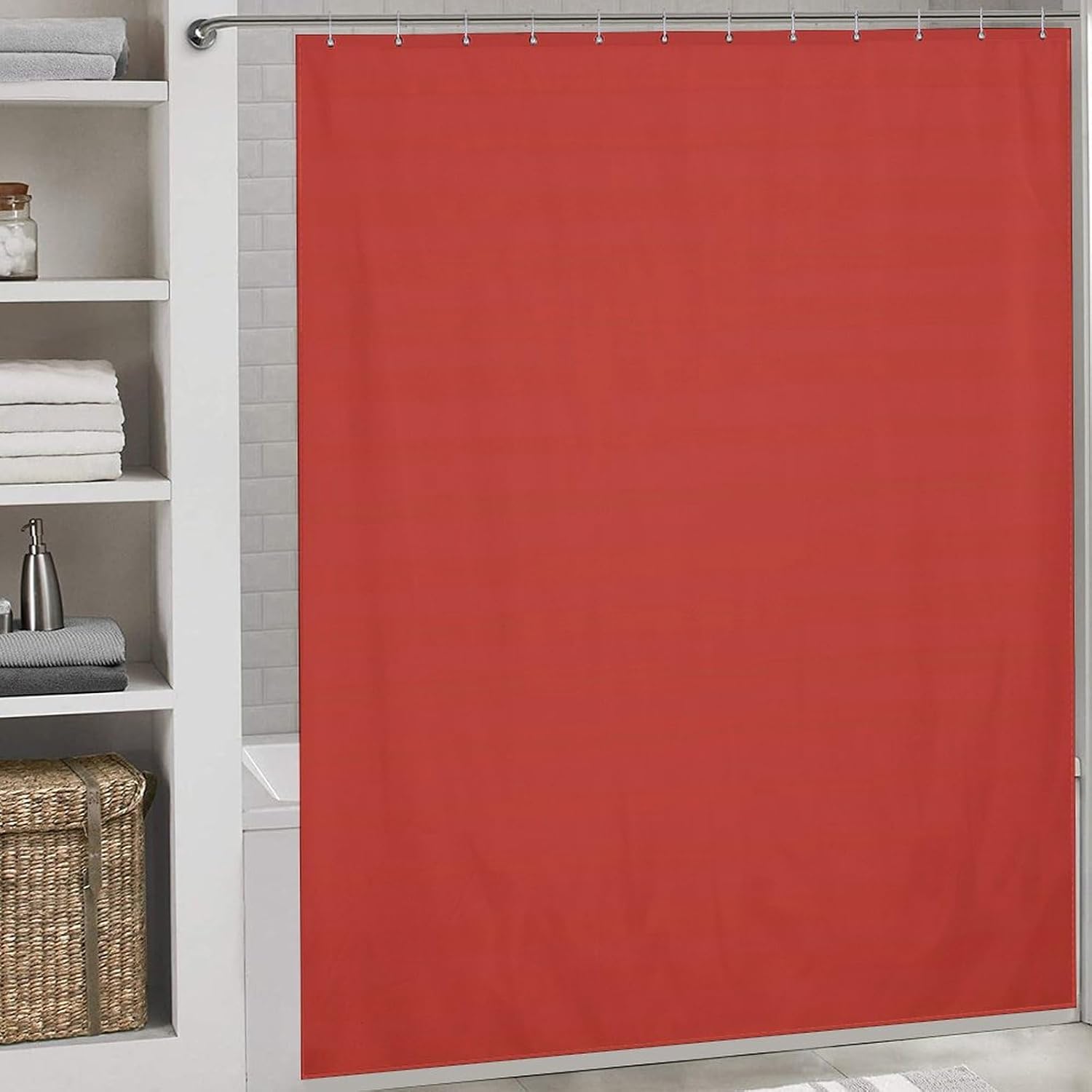 Shower Curtain Liner Set, Red Bathroom Curtains Waterproof & Washable Curtains for Bathtub, 72 X 72inch