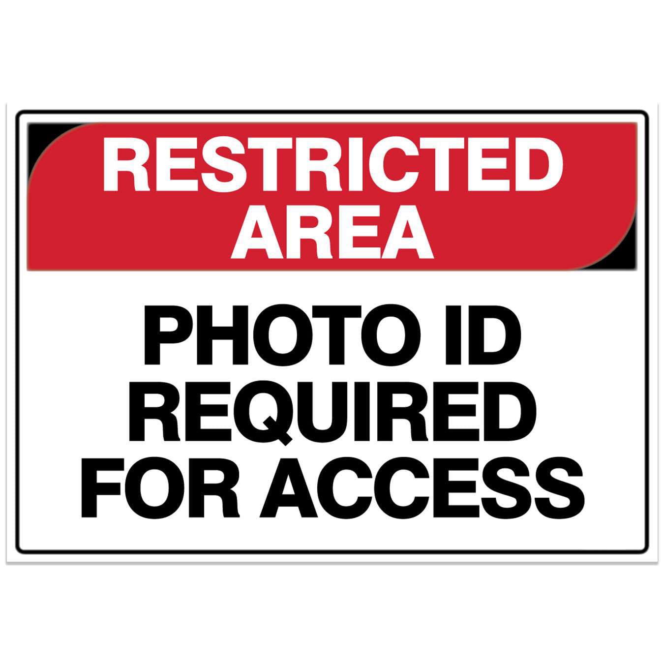 Restricted Area Safety Sign - Photo ID Required For Access Metal Tin Sign 8 x 12 inch for Industrial & Commercial