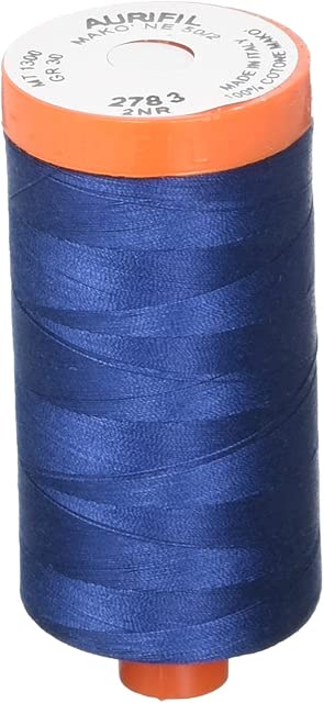 USA 1,422yd-Medium Aurifil Mako Cotton Thread Solid 50wt 1422yds, Medium Delft Blue