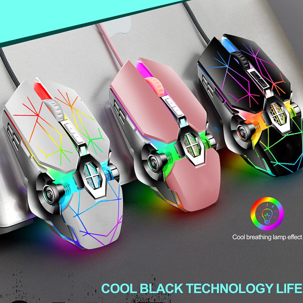 Mechaniczna kombinacja klawiatury i myszy do gier, 87-klawiszowa retro punkowa maszyna do pisania, niebieski przełącznik RGB tęczowa podświetlana klawiatura, fajna oddychająca lekka mysz do gier i