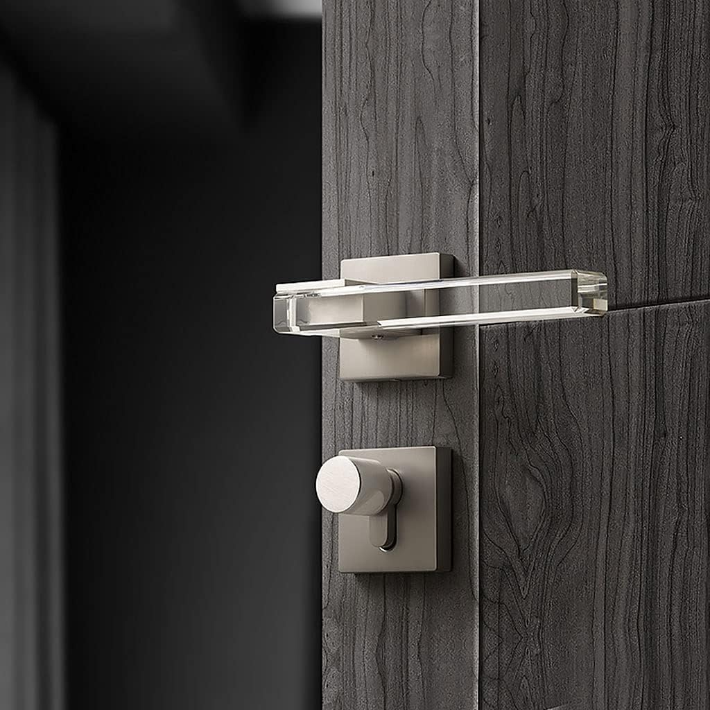 Door Knob Lever Crystal Door Lock Door Levers Indoor Silent Door Handle with Key for Bedroom Bathroom Study Office Cloakroom Door Lock with Handle (Color : Drawing Color Set B 35-50mm)