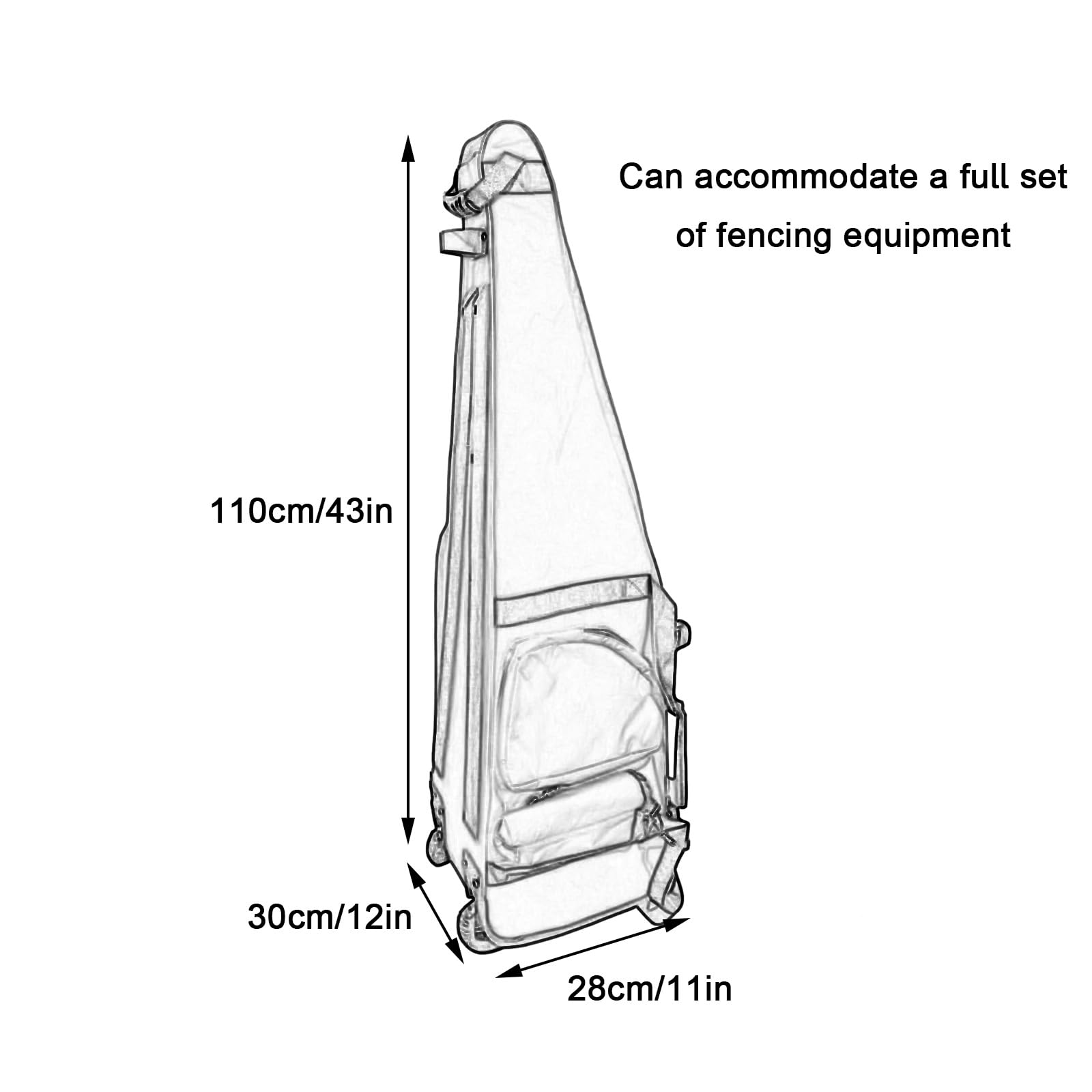 Mochila Portátil para Esgrima, Bolsa de Ruedas de Esgrima, Cremallera de Doble Sentido, Ideal para Entrenamiento de Florete, Espada y Sable