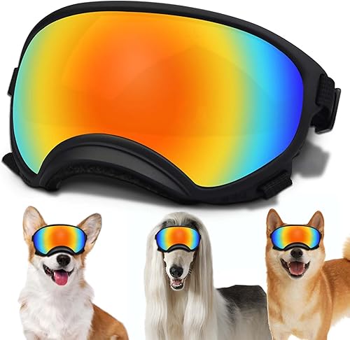 Gafas de sol para perros pequeños con correa ajustable protección UV, gafas de sol para perros y cachorros, adecuados para perros pequeños,