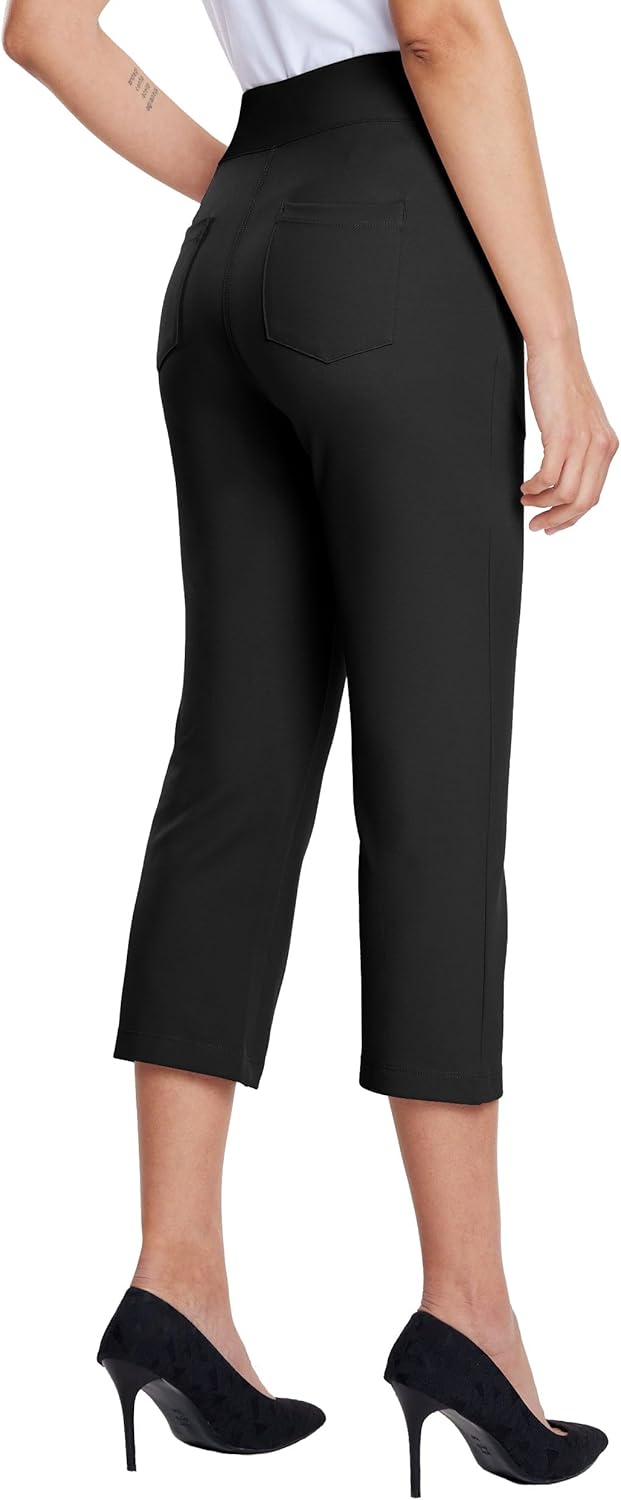 Willit Women's Capri Pants Dress Yoga Capri Stretch Business Work Casual Capris Straight Leg Office Pants 21" - Image 3