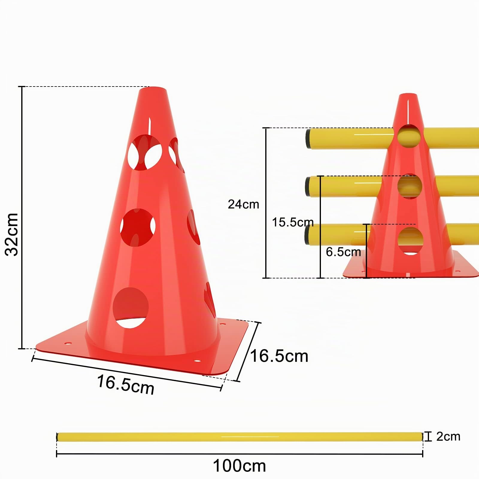 HENGMEI Kit de Coordination de 18 pièces pour entraînement de Coordination Haies d'agilité - Réglable pour Football, Enfant, Chien, dresseur, intérieur et extérieur