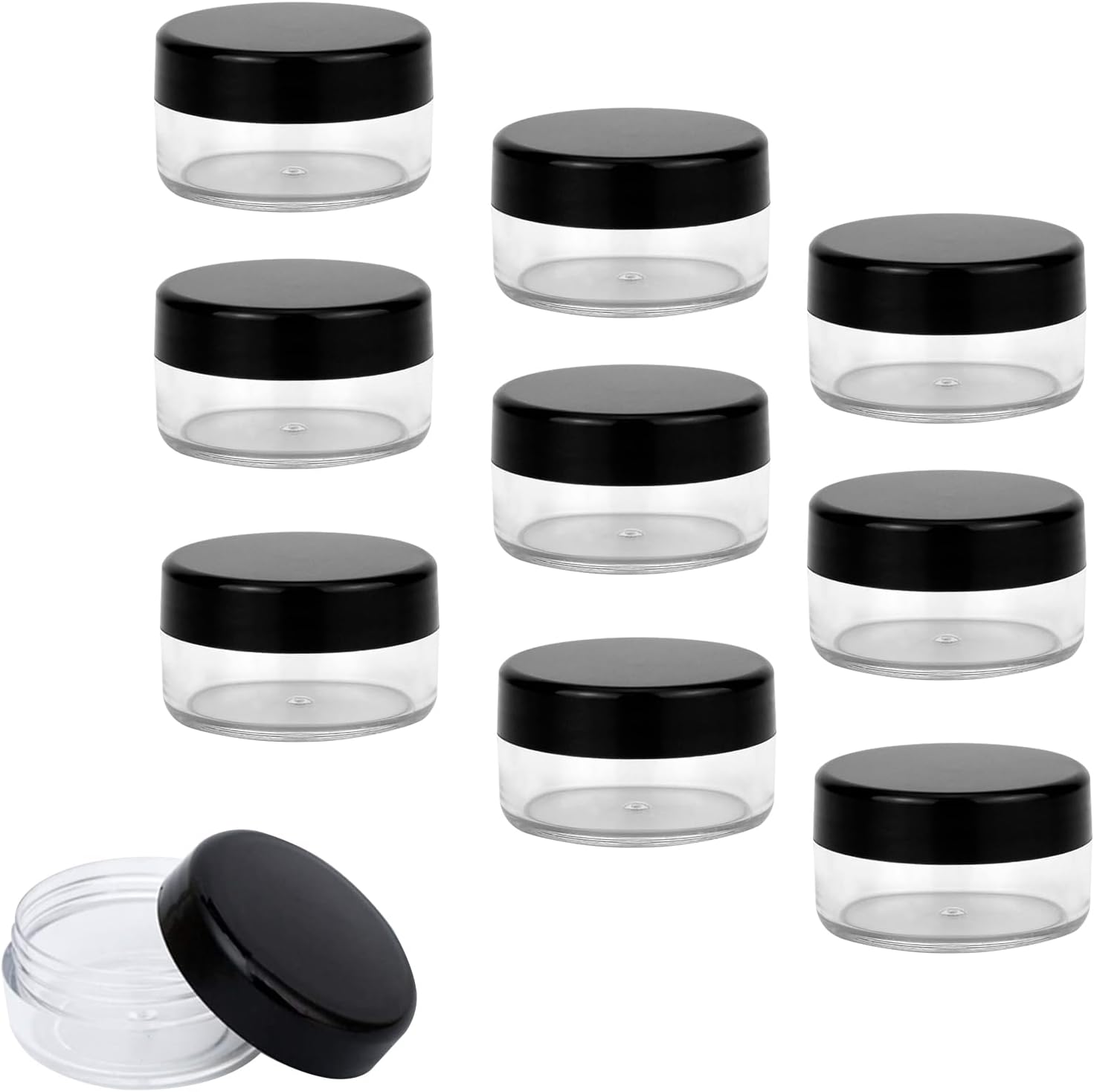 10 PCS Sample Pots for Cosmetics,10Gram Cosmetic Containers, Make up Pots, MiniJars With Lids, Clear Round Plastic Jars, BPA Free Pot Jars for Travel Storage Makeup Beauty Products Face Creams
