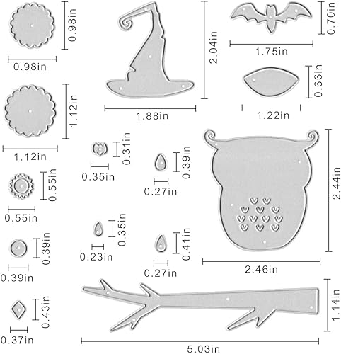 Miniatura 7 de Troqueles de corte de metal para decoración de tarjetas y decoraciones de Halloween, escoba de Halloween, calabazas troqueladas, plantillas de
