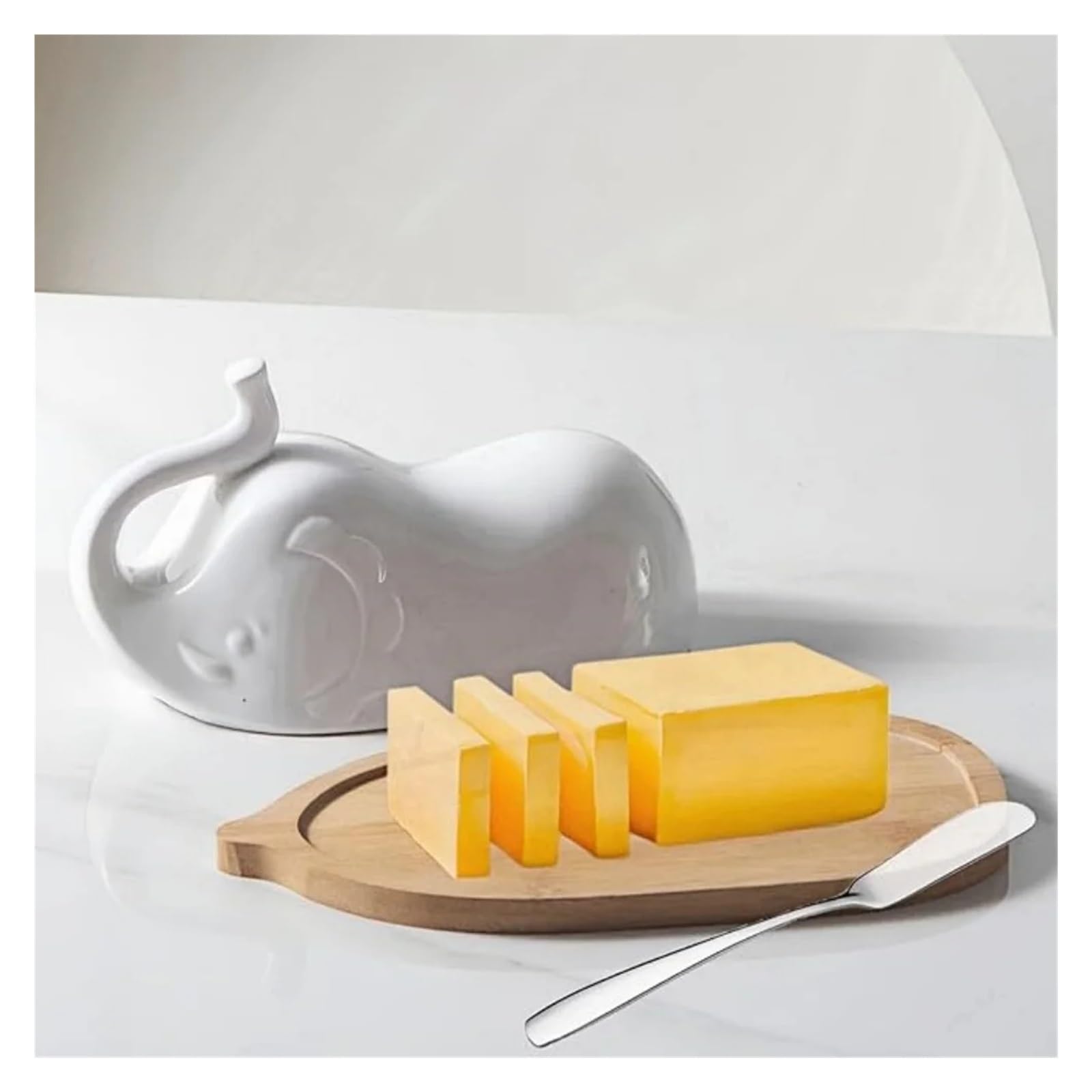 Beurrier en céramique éléphant, récipient à Beurre en Porcelaine Blanche, décoration de Cuisine for la côte est-Ouest pour la Cuisine, la Table à Manger