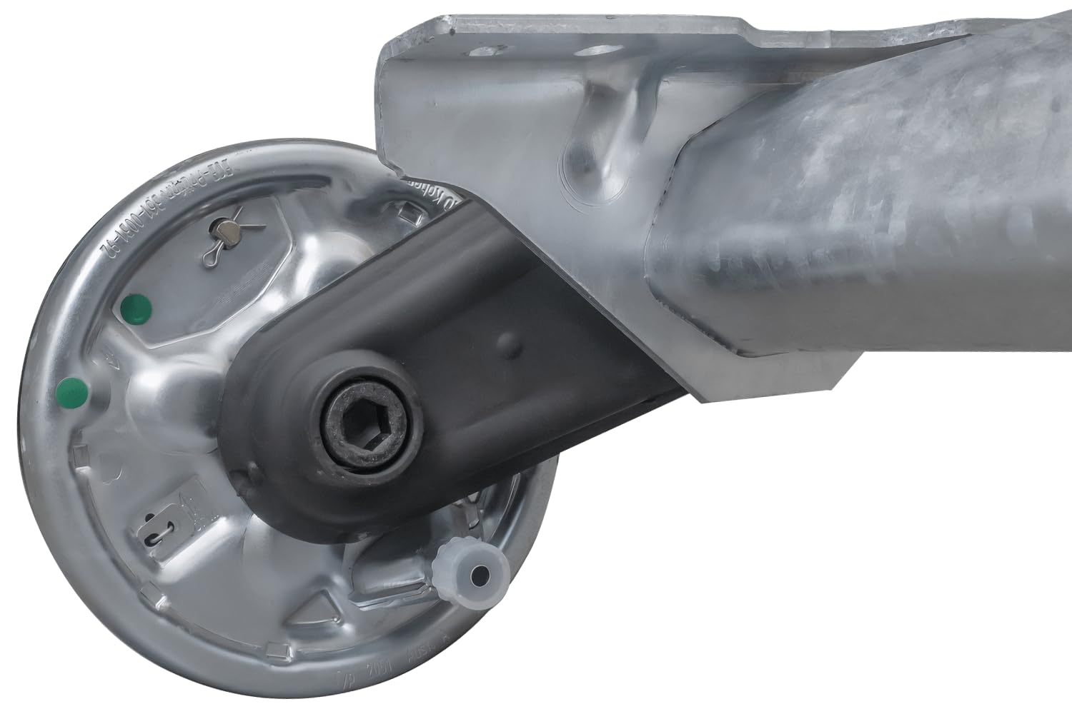 AL-KO COMPACT Gebremste Anhängerachse 1350 kg 1900 mm Auflagemaß 2350 mm Anlagemaß 5x112 Radanschluss Schwinghebel 161,5 mm Achse für PKW Anhänger Autotransporter Räder Reifen