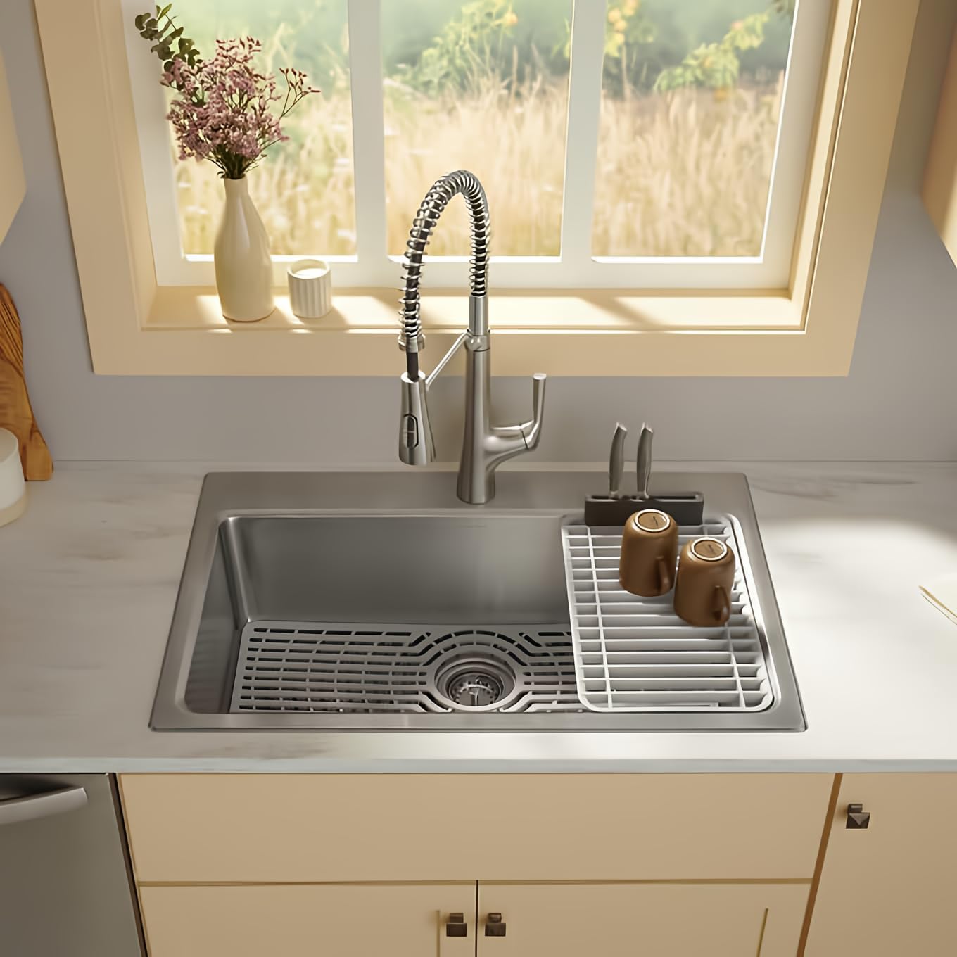 Kohler Pro-Function Kitchen Sink Kit - with Vibrant Stainless Albany Pull Down Faucet 78960-1PC-NA