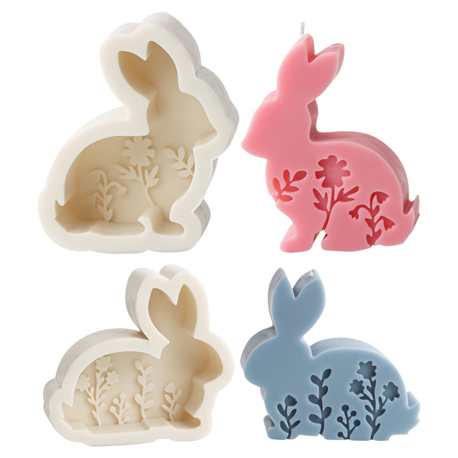 3 Stampo Silicone Coniglietto Pasquale Per Candele, Saponi E Gesso - Stampo Per Colata Con Base Rotonda - Fai Da Te Decorazioni Primaverili - 4