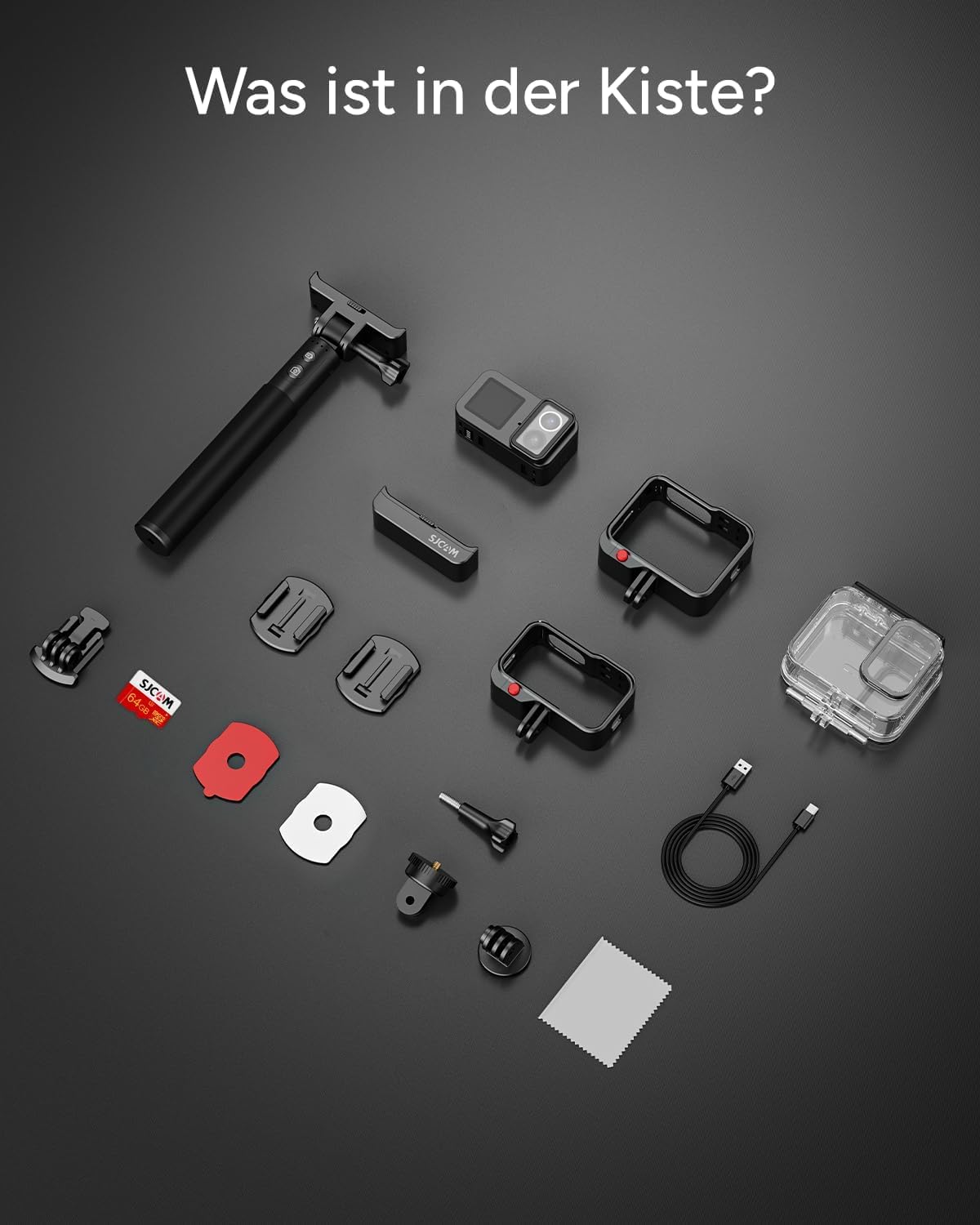 SJCAM SJ20 Vlogging Camera 4K ohne SD,Sportkamera mit 40MP, 8X Zoom und Supernachtmodus,Unterwasserkamera Schnorcheln für Reisen, Motorrad, Outdoor, Mit Kabelgebundenem Mikrofon und 8H Selfie-Stick