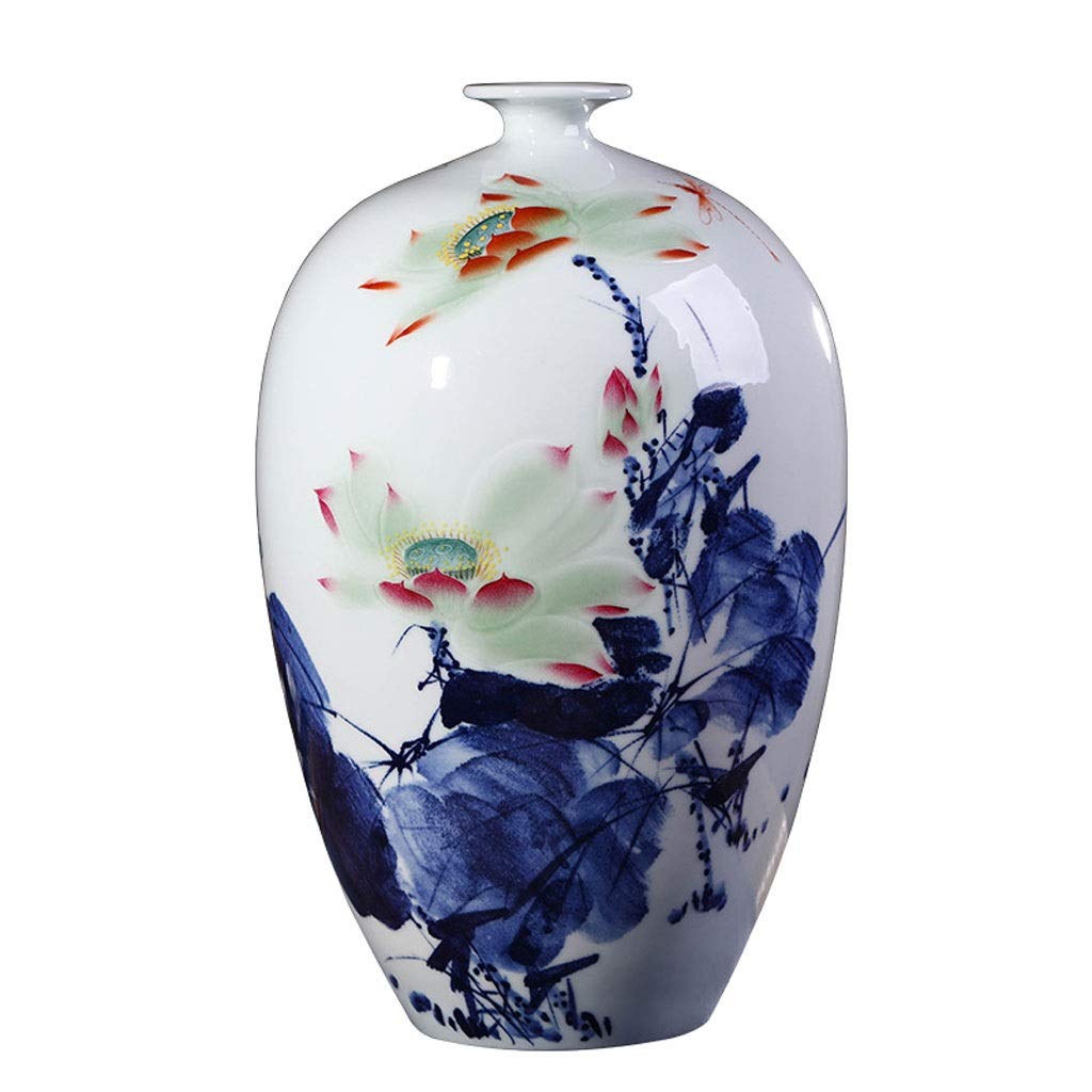 Vase à fleurs grand format peint à la main : porcelaine de sol haut de gamme 19"