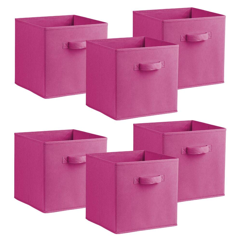 Simpa Pink Urban Living Multi Purpose 31Cm Cubic Storage Box Collapsible Organiser Storage Cube Basket Bin For Clothes, Toys, Books, Dvds, Bedding, Towels And More... ( X6)