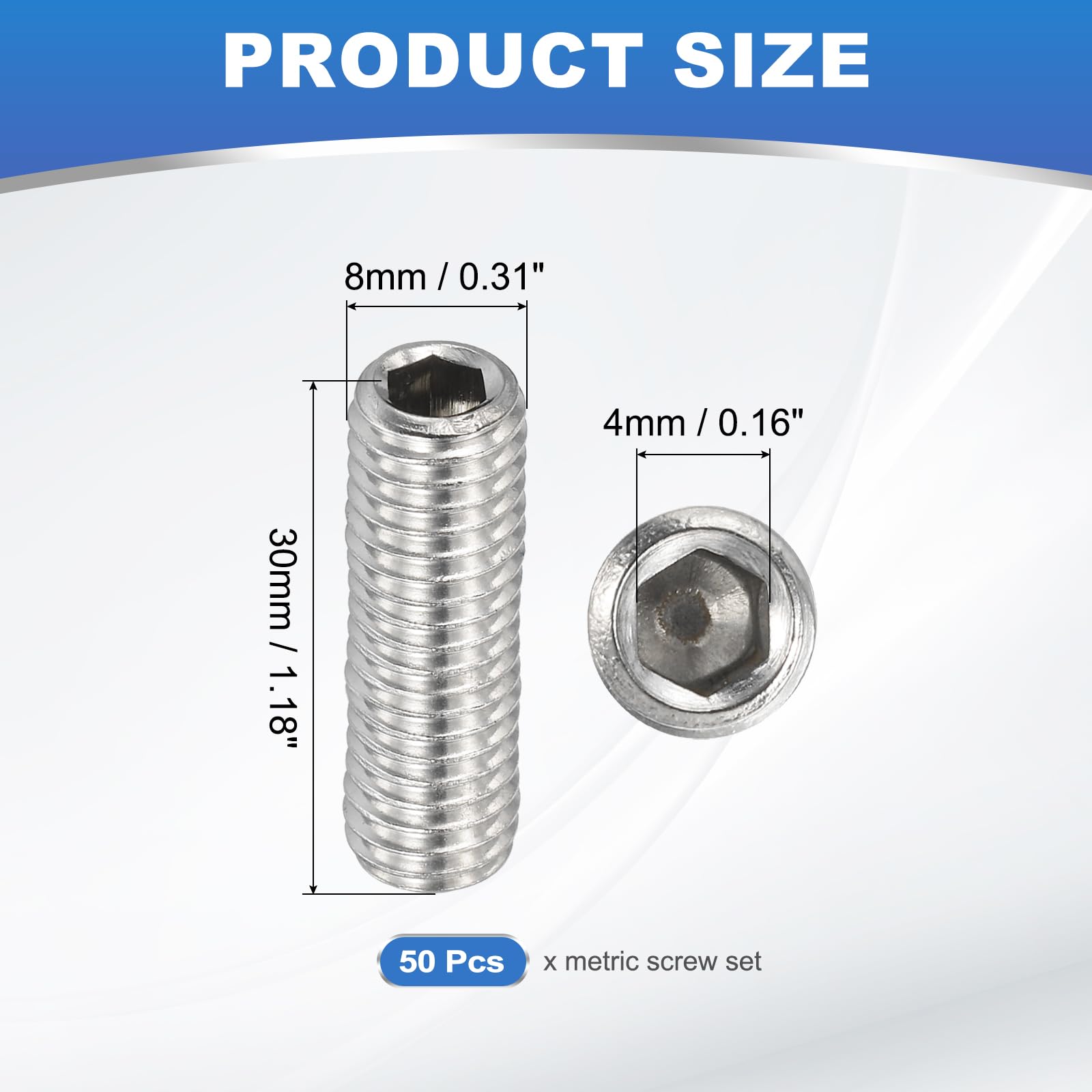 PATIKIL 50 Pcs Hex Socket Grub Screw - Image 2