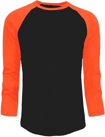 Mens Long Sleeve Plain T-Shirt Baseball Tee Raglan Jersey Sports Tee