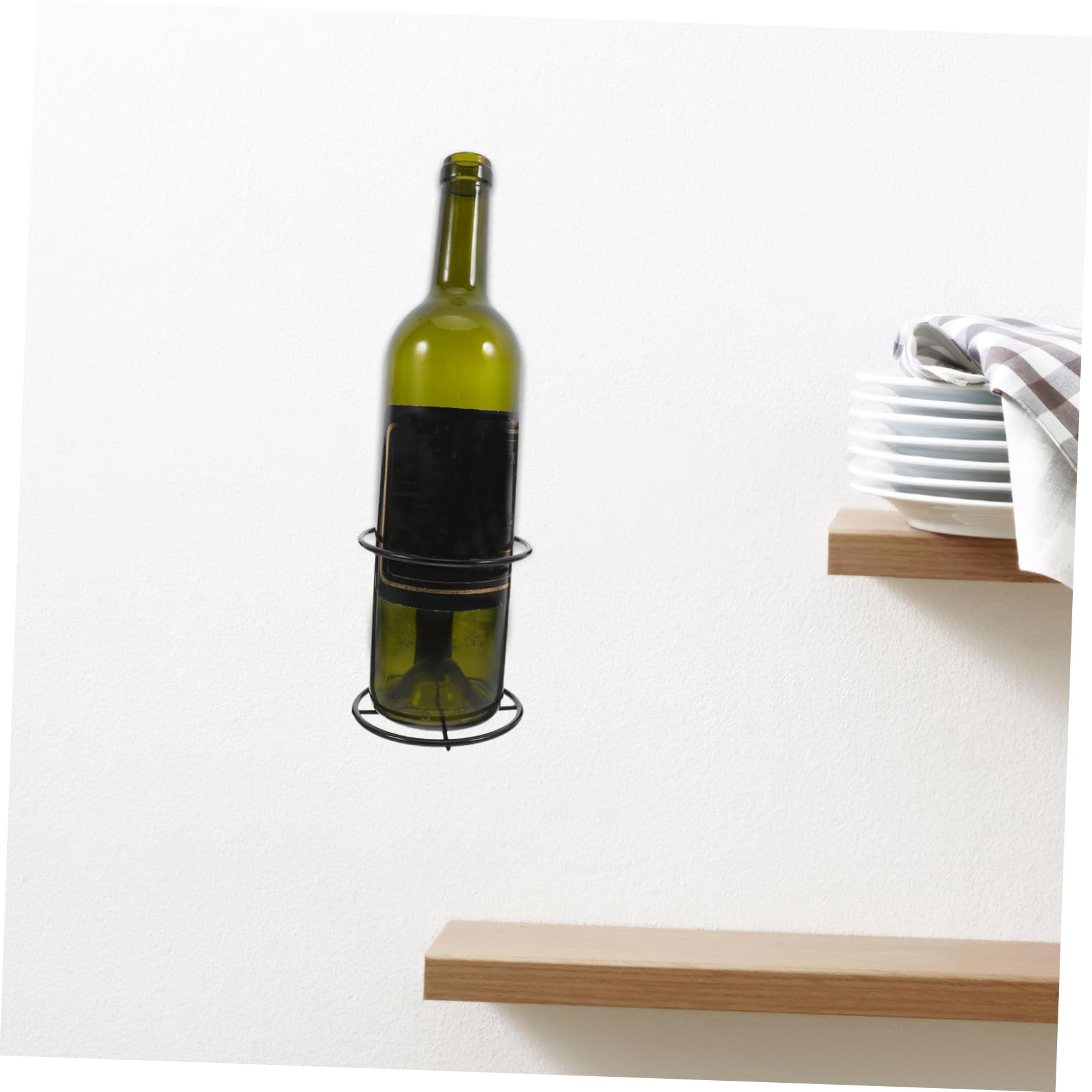 TOPBATHY 10 pezzi Portabottiglie da Parete Singolo Metallo Nero Supporto per Vino Resistente e Antigraffio Espositore da Muro per Bar e Casa