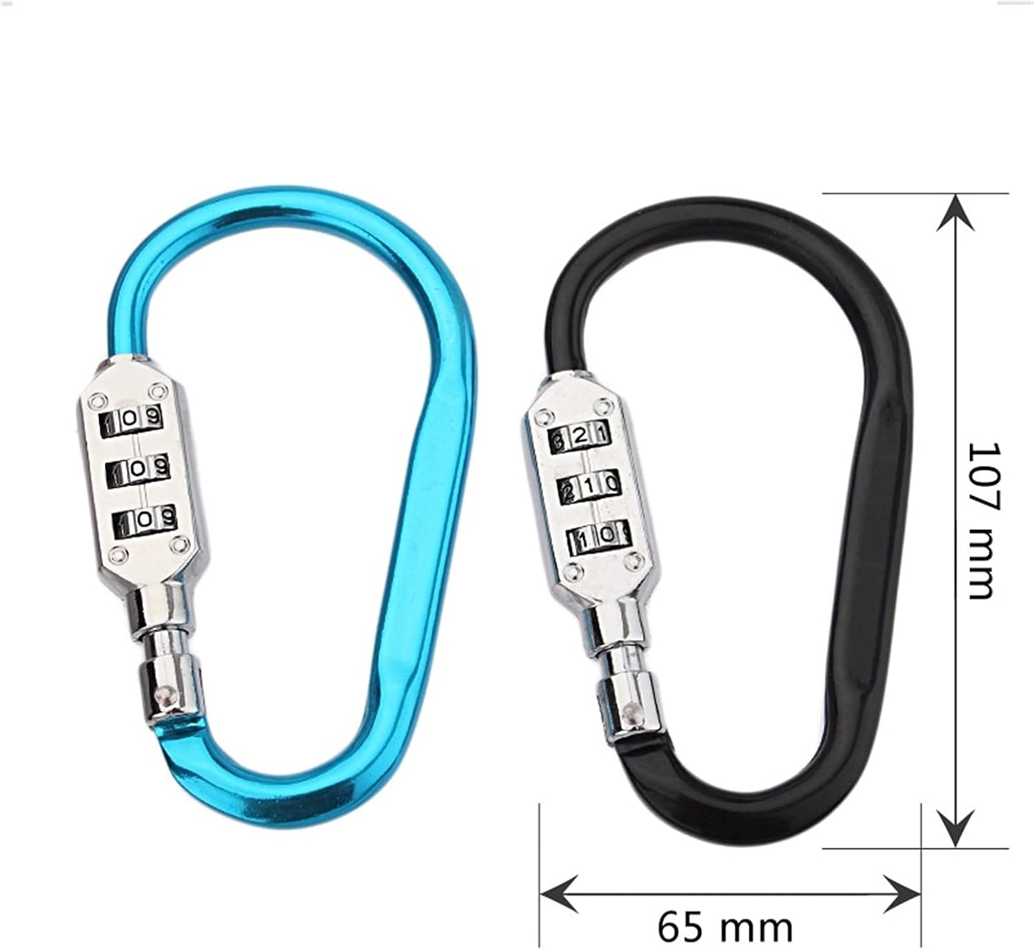 1PC 3 Digit D-Shaped Password Lock Password Lock Security Pull Box Luggage Lock Aluminum D-Type Mountaineering Buckle for Outdoor Supplies (Color : Blue)