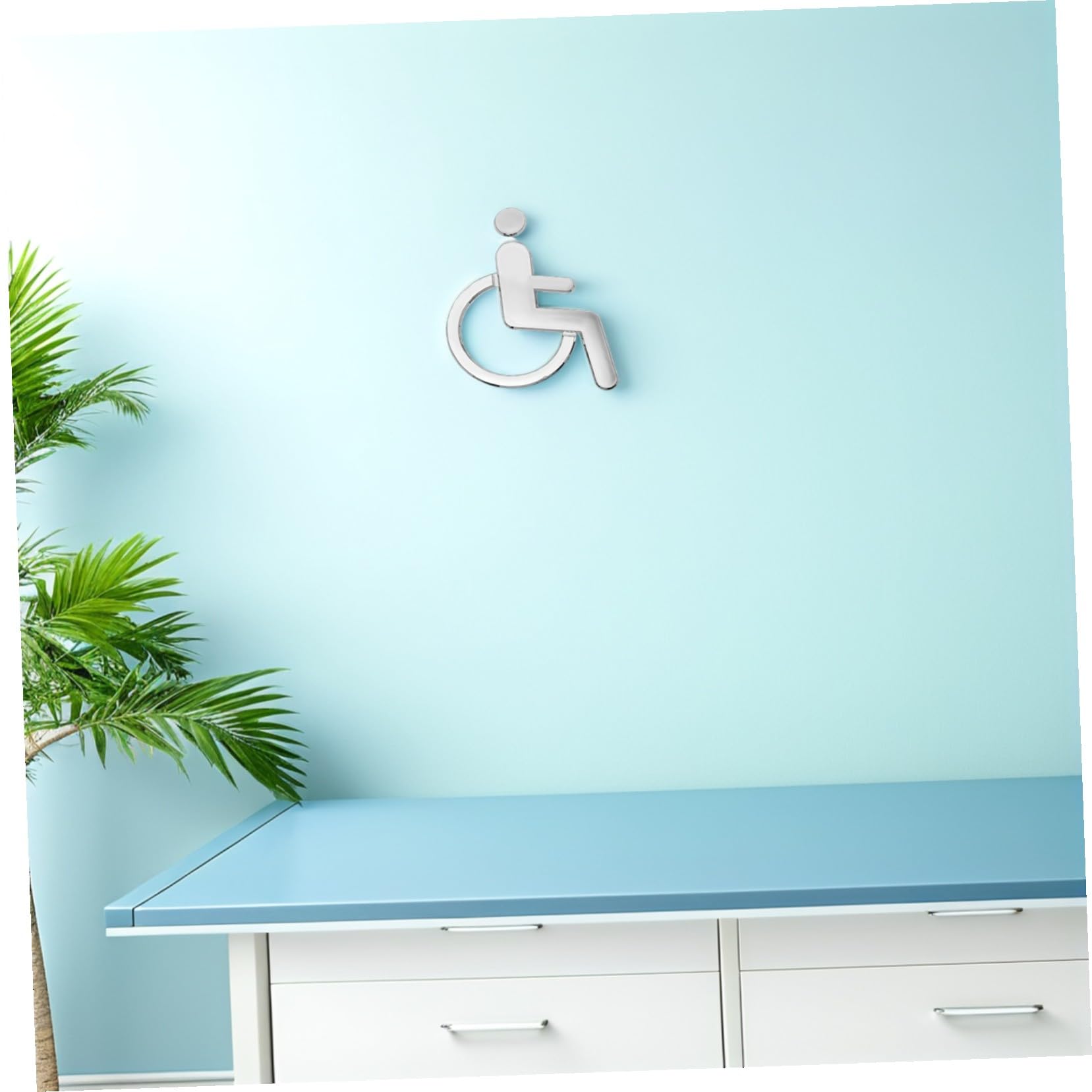 6 Piezas Señales de Aseo para Discapacitados Adhesivas Indicador de Baño Accesible con Símbolo de Silla de Ruedas Pegatinas para Puertas de Baños Hoteles Oficinas y Edificios