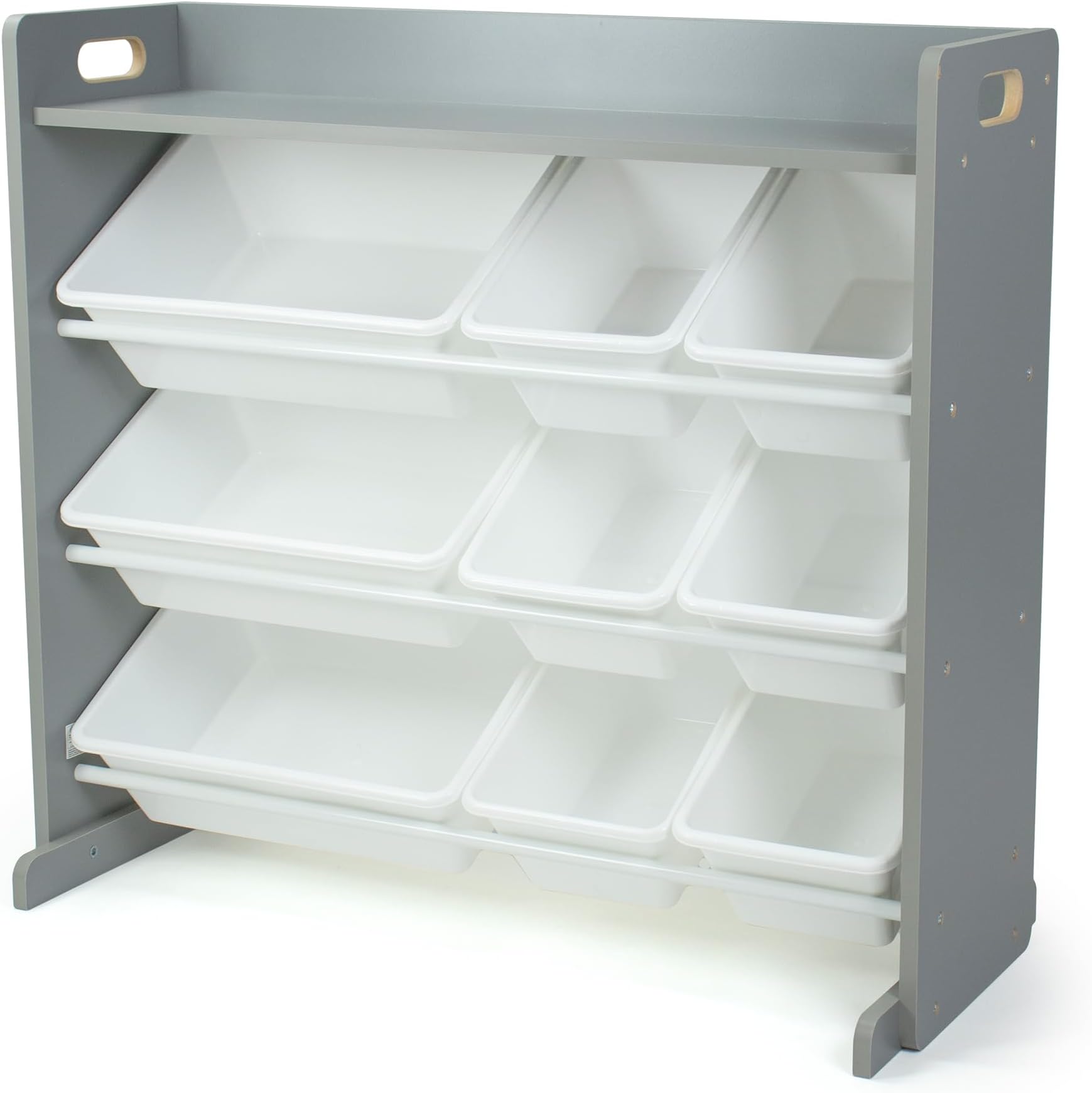 Humble Crew Toy Storage Organizer with 9 Removable Storage Bins for Kids Playroom, 3-Tier with Top Shelf Toddler Toy Organization, Grey/White