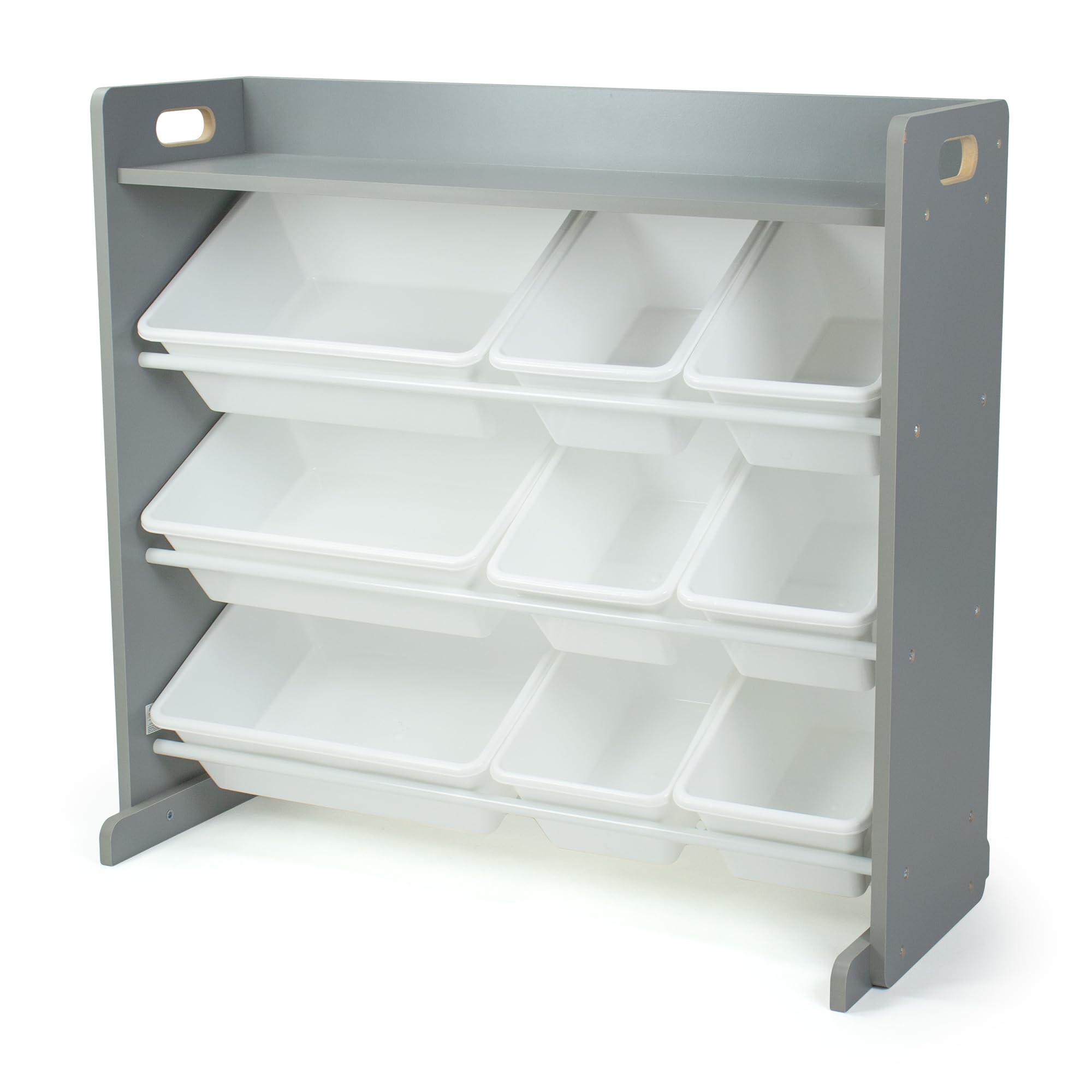 Humble Crew Scaffale Bambini Elegante: Organizer Giocattoli con 9 Contenitori, Design Grigio/Bianco Moderno, Perfetto per Camerette Chich e Ordinata