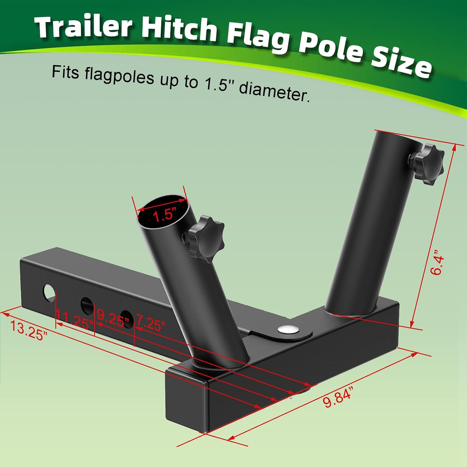 Dual Hitch Flag Pole Holder, Truck Flag Pole Mount Kit