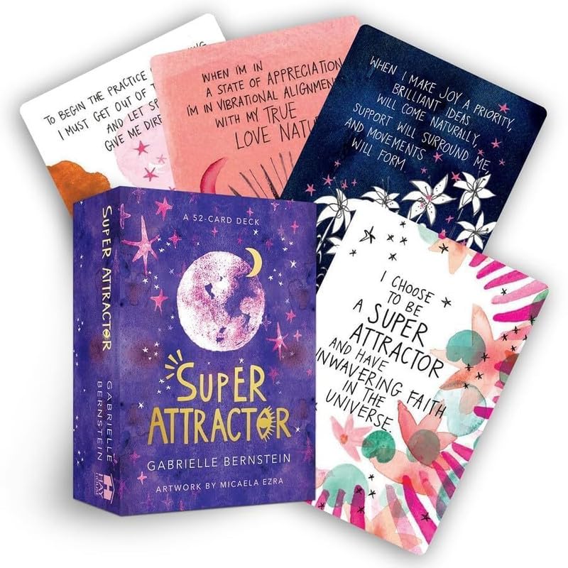 Image of Play New 52 Card Game Deck Affirmation Cards Positive Mantras Law Of Attraction Tarot Deck Power Of Belief Spiritual Force For Adults Beginners (Design 28), Blue
