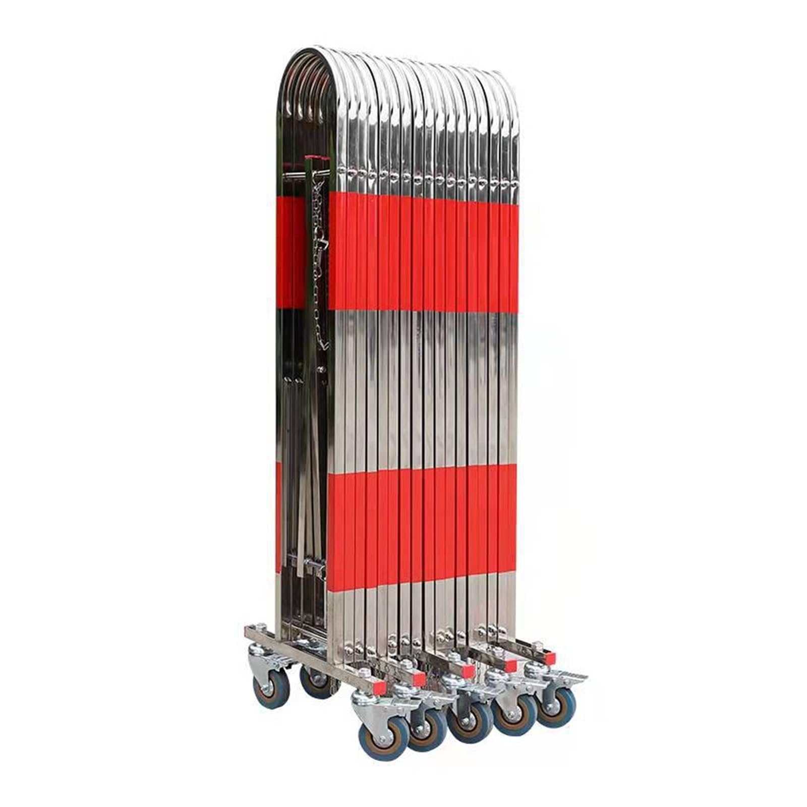 Expandable Barrier Folding Security Traffic Barricade with Caster Metal Barricade, for Driveway Garage(1.1 * 2.5m)