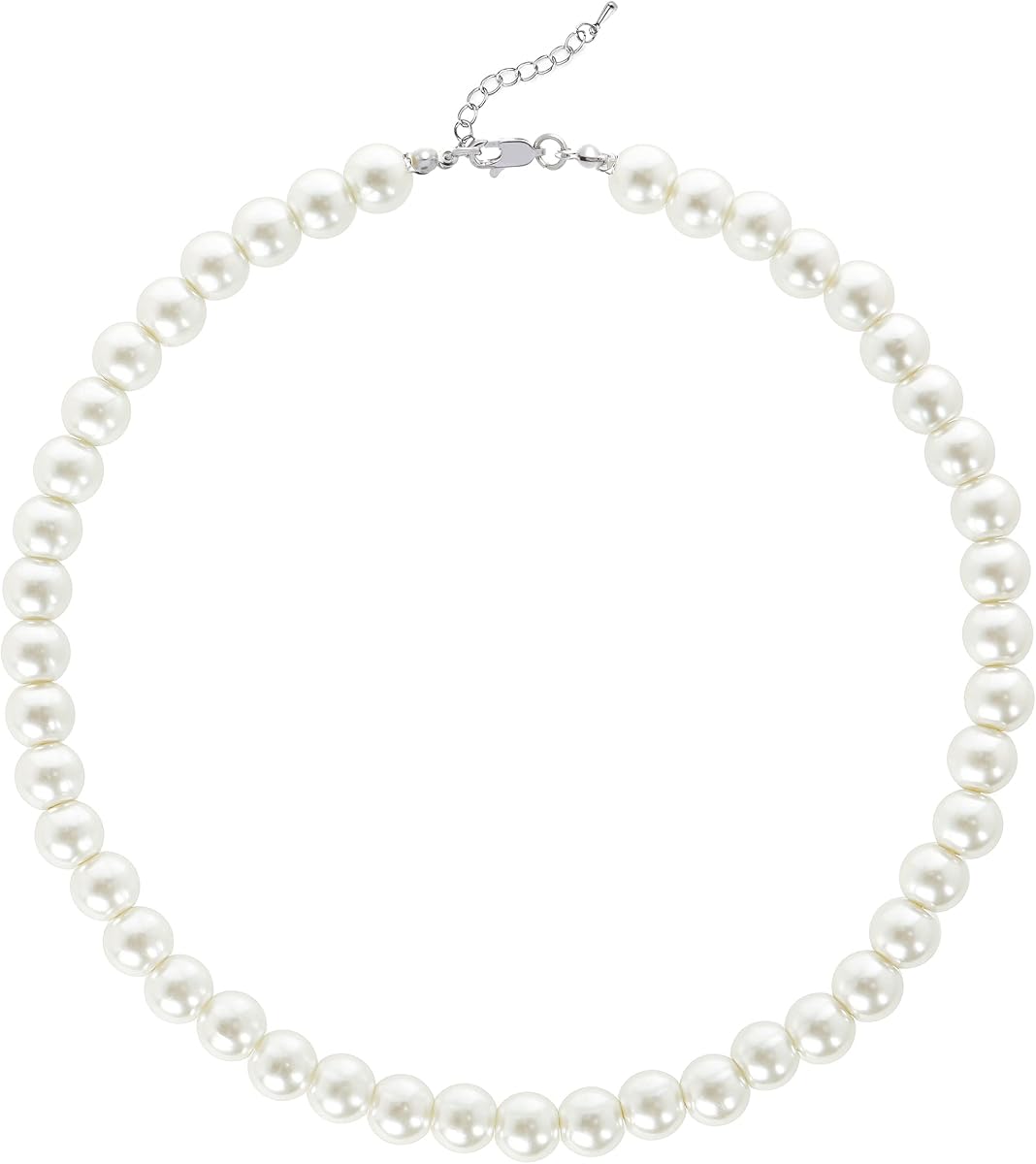 Collar de perlas para mujer Gargantilla redonda de perlas de imitación Joyería de boda | Cuentas delicadas, longitud ajustable, opciones de tamaño múltiple, despedida de soltera, regalo de dama de honor, fiesta de té, uso diario o formal